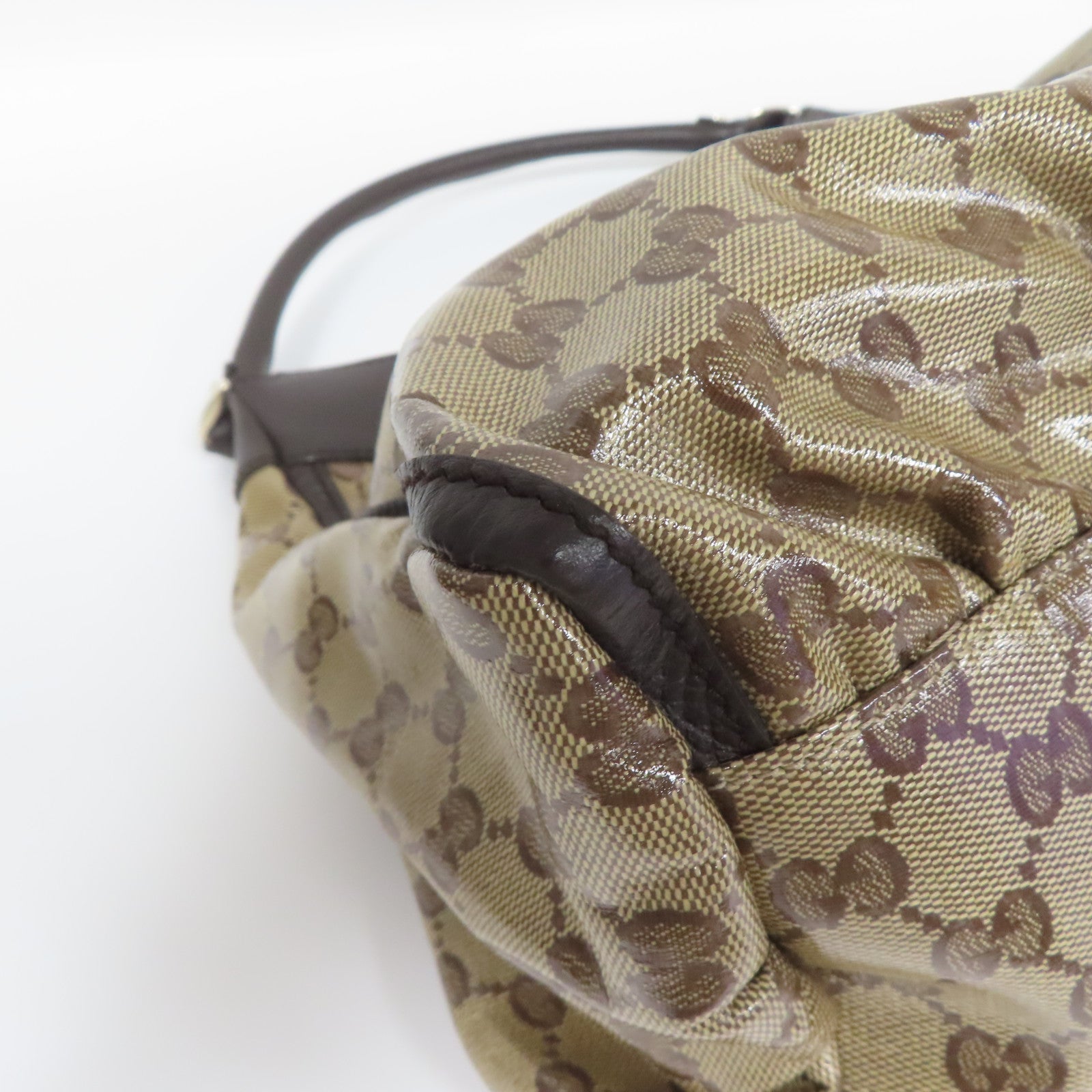GUCCI 塗層帆布Shoulder Bag金扣肩背袋啡色