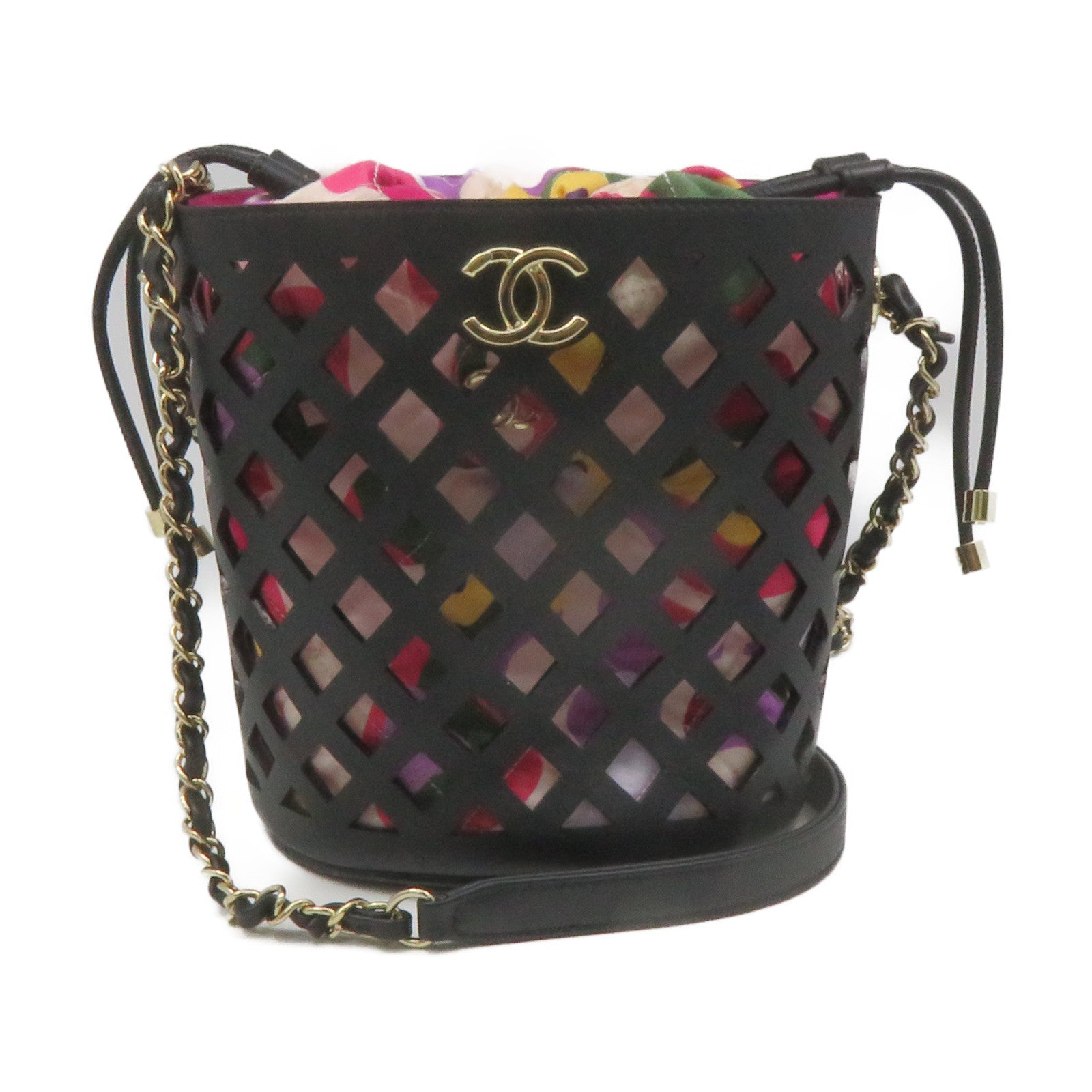 CHANEL 菱格牛皮皮革Chain Shoulder Bag鏈帶肩背袋黑色