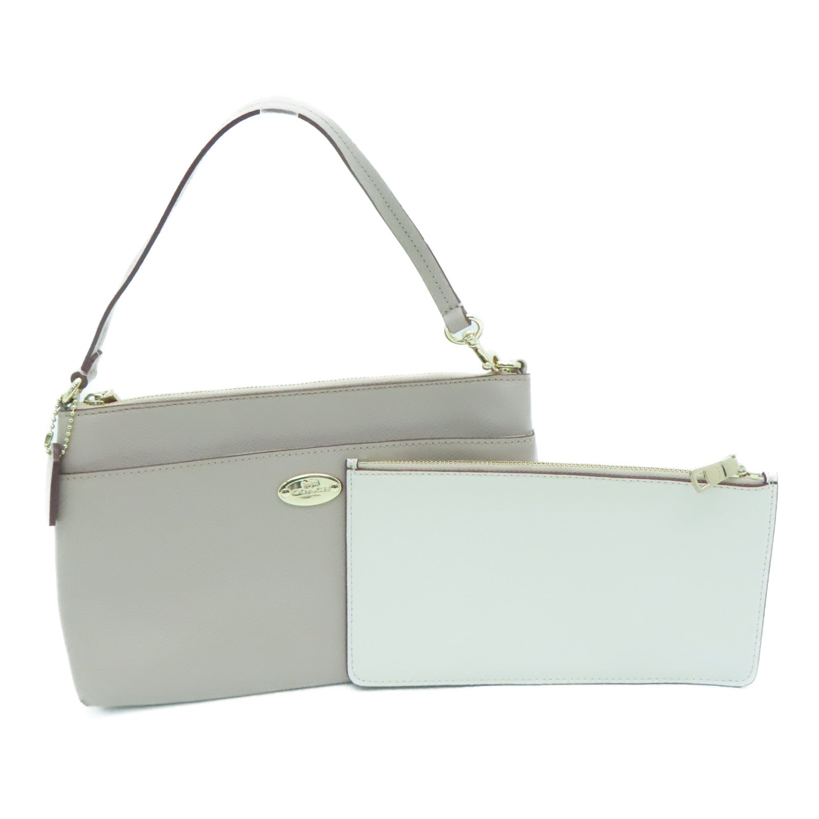 COACH 皮革Handbag金扣手挽袋暗粉紅色