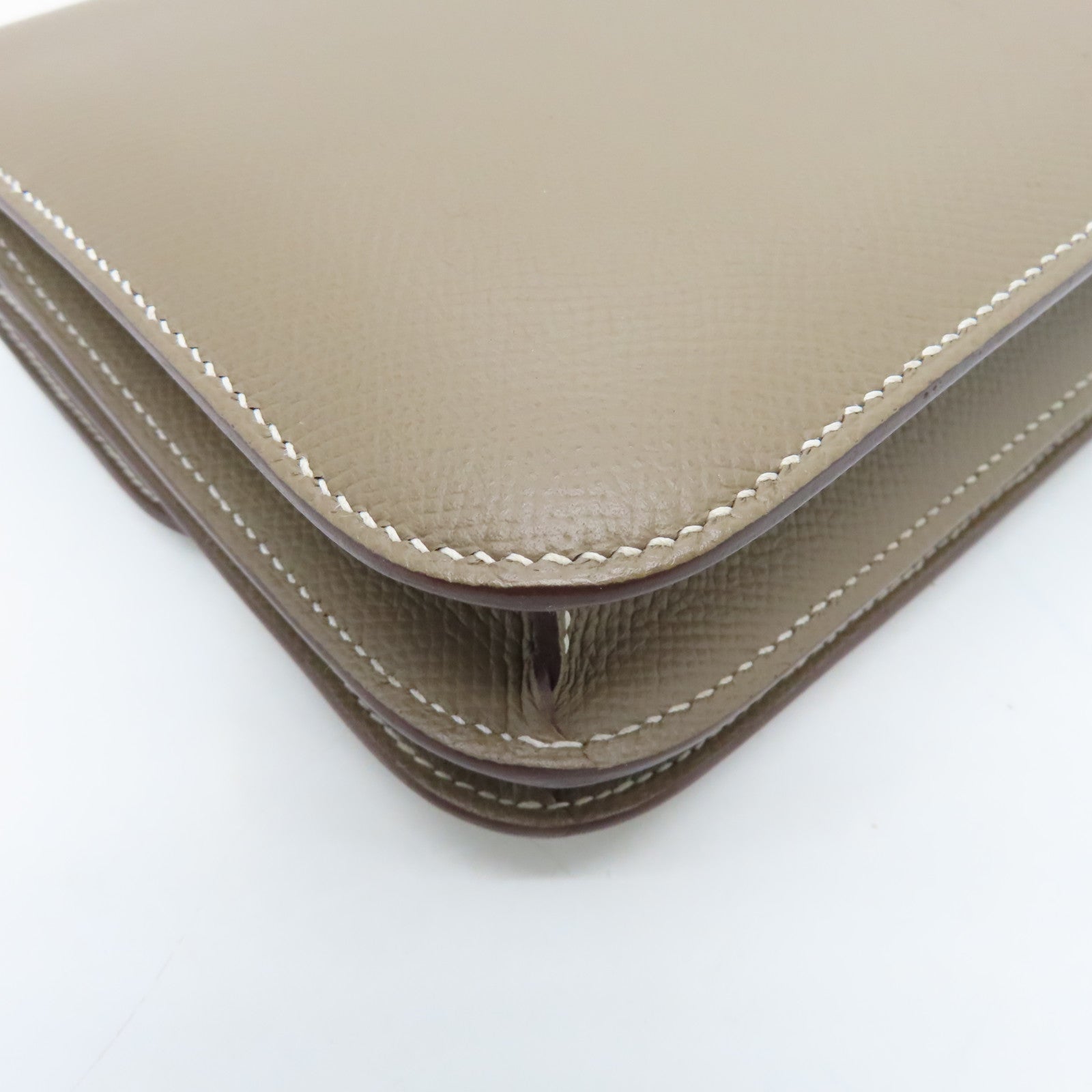 HERMES 【激減優惠】Veau Epsom皮革Constance Mini金扣肩背袋大象灰