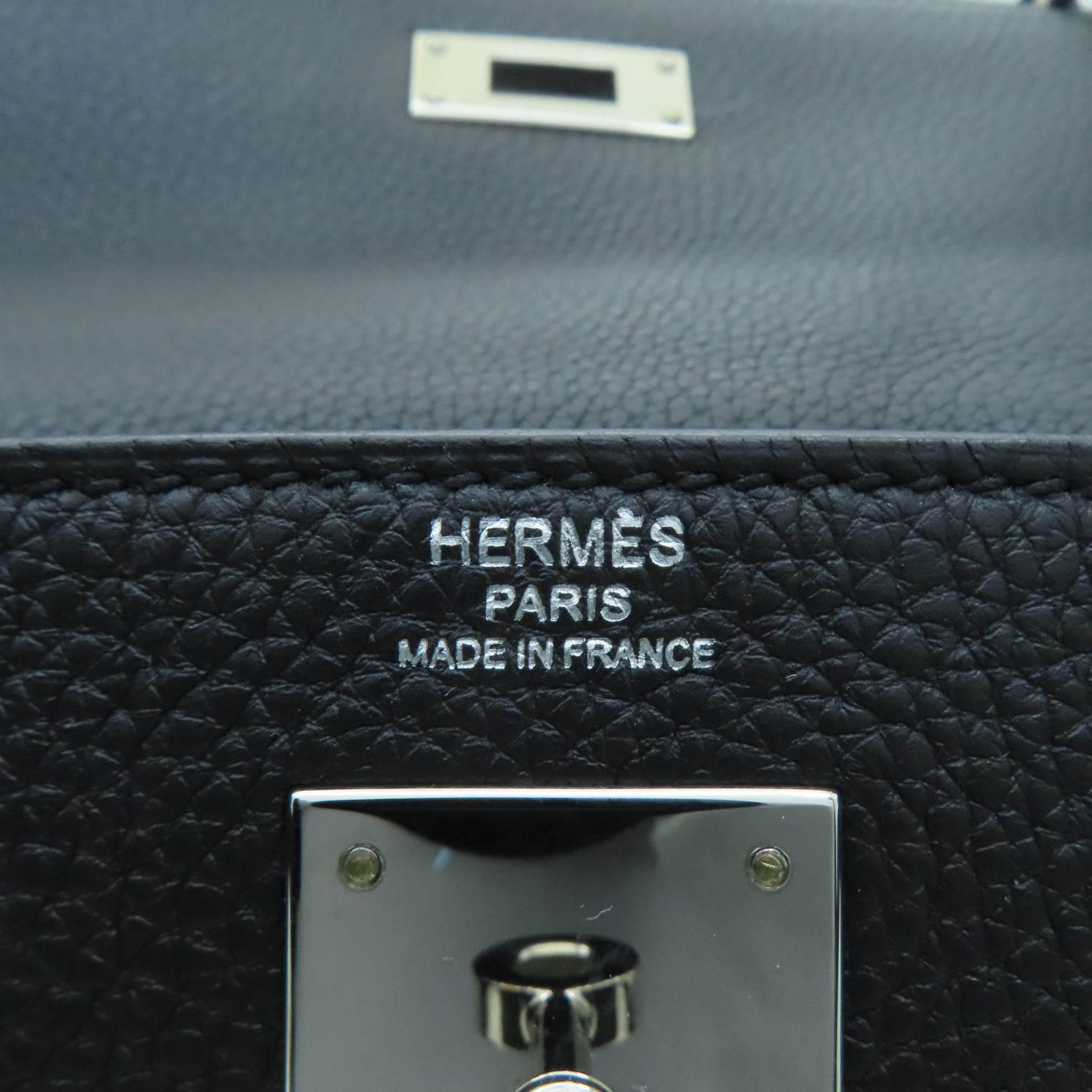 HERMES Togo皮革Kelly 28銀扣手挽肩背兩用袋Noir黑色