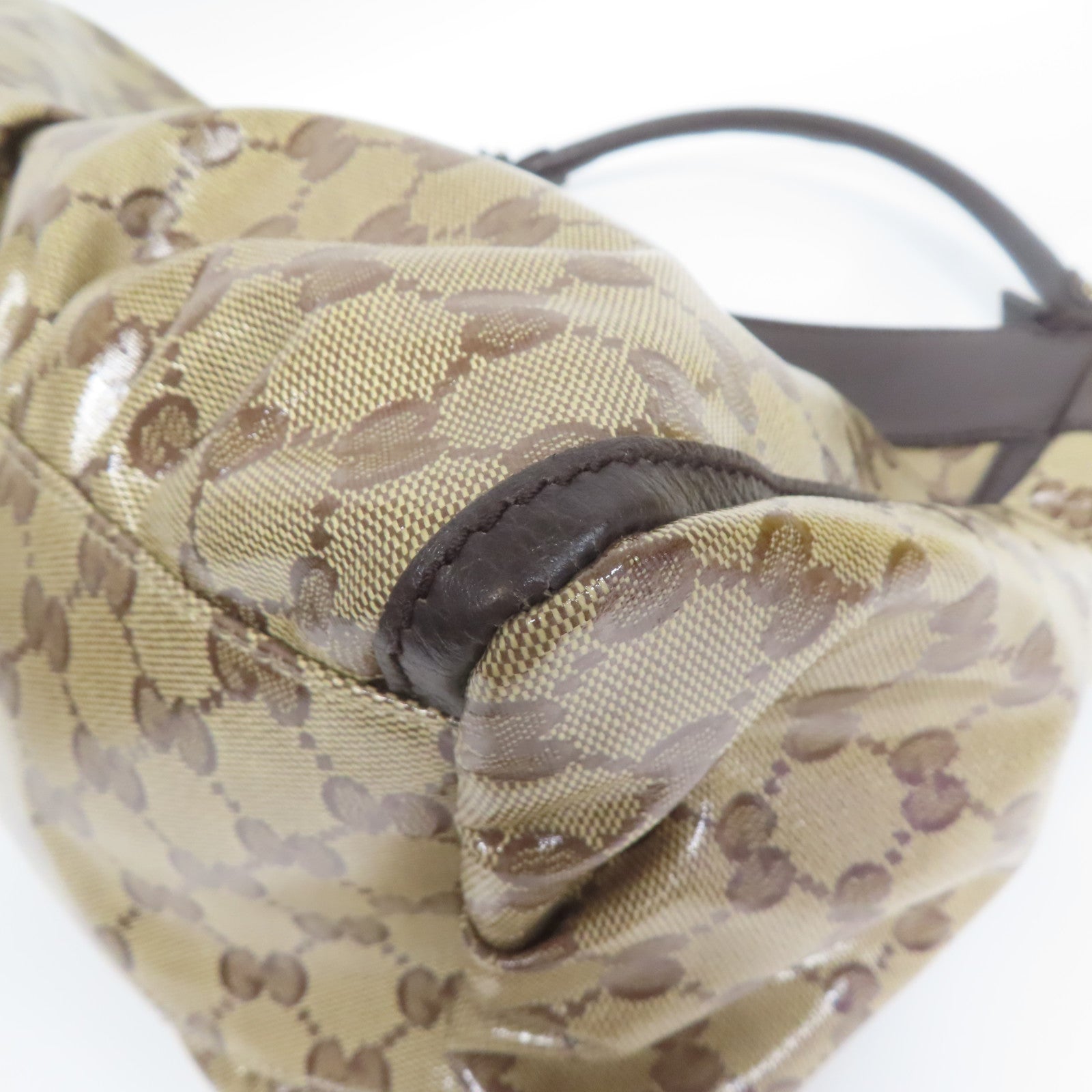GUCCI 塗層帆布Shoulder Bag金扣肩背袋啡色