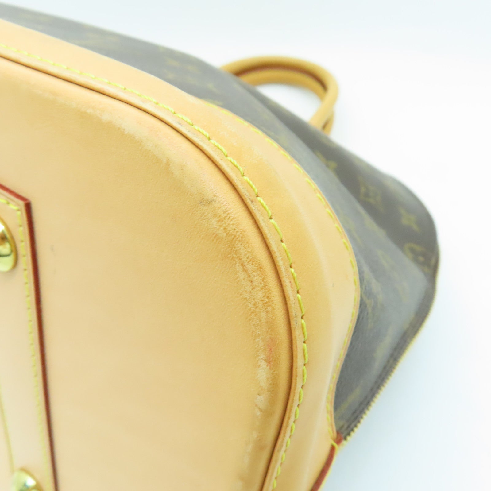 LOUIS VUITTON Monogram Alma GM金扣手挽袋棕色
