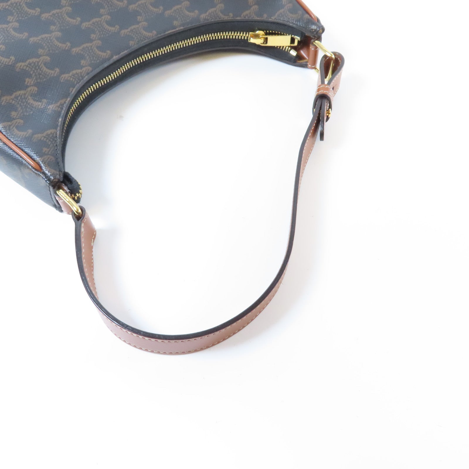 CELINE 塗層帆布Shoulder Bag金扣肩背袋啡色