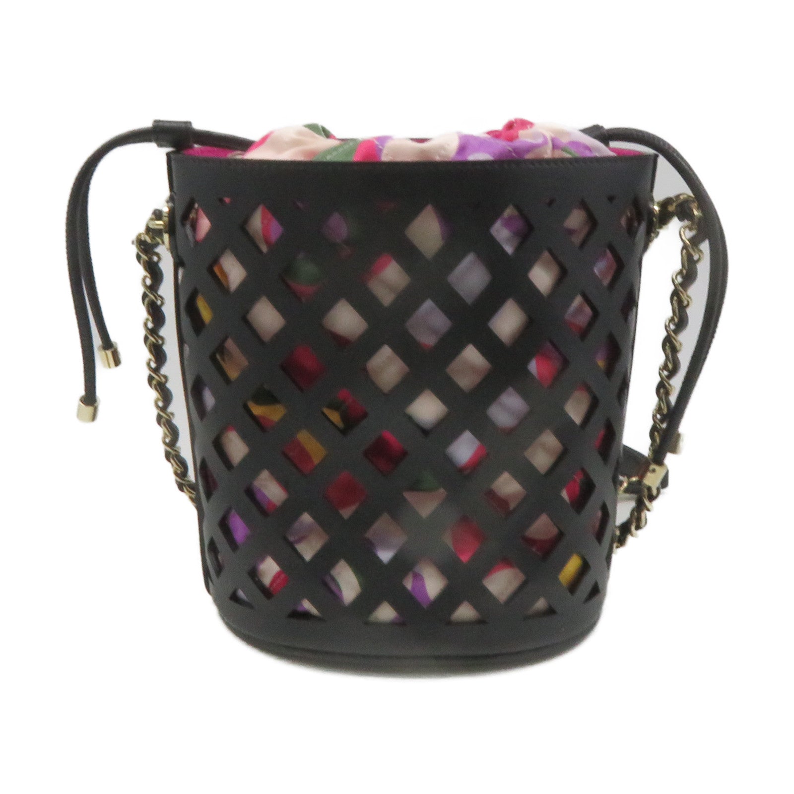 CHANEL 菱格牛皮皮革Chain Shoulder Bag鏈帶肩背袋黑色