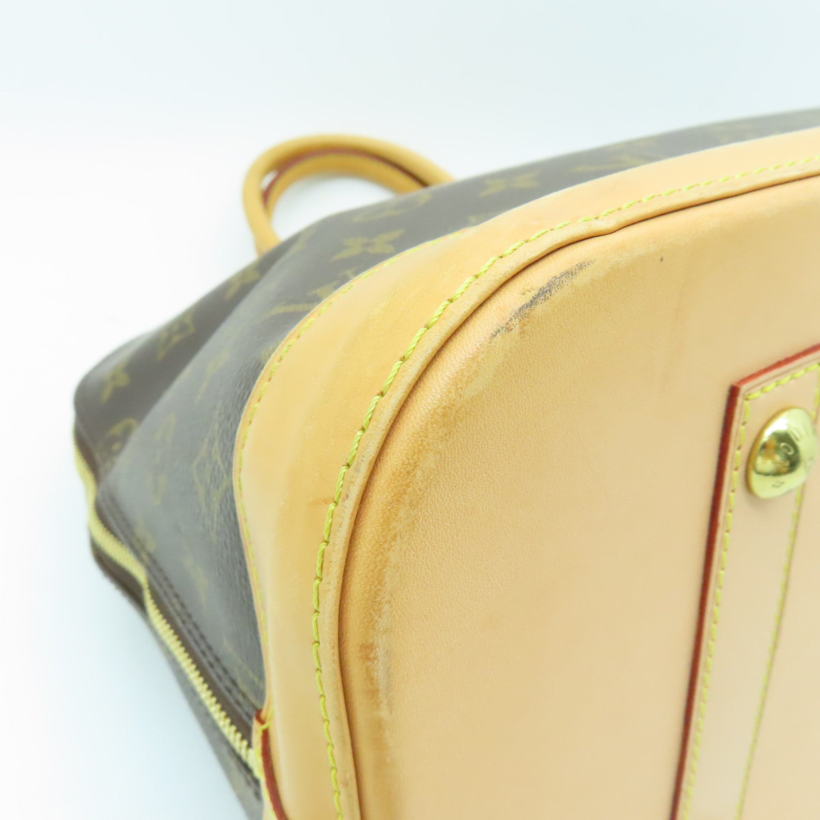LOUIS VUITTON Monogram Alma GM金扣手挽袋棕色