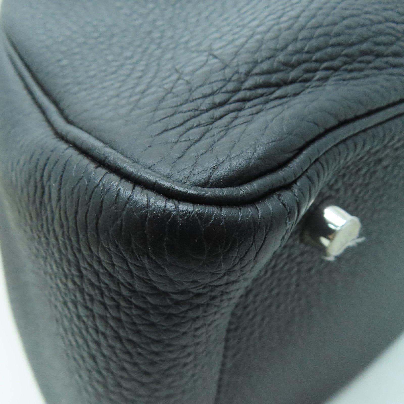 HERMES Clemence皮革Lindy 30銀扣手挽肩背兩用袋黑色