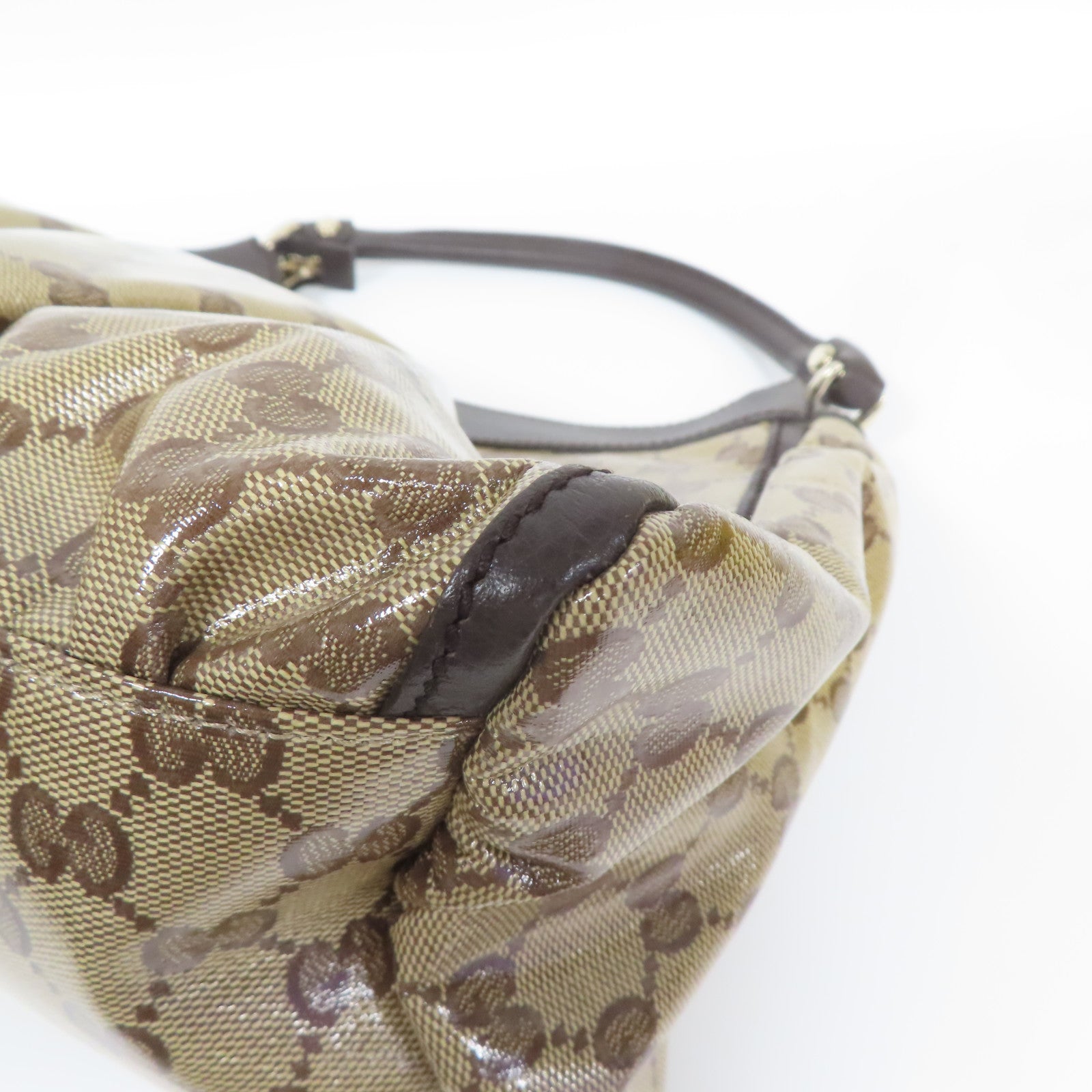 GUCCI 塗層帆布Shoulder Bag金扣肩背袋啡色