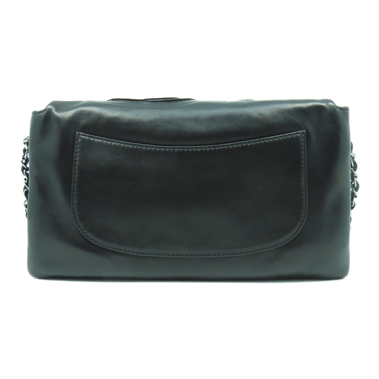 CHANEL 【激減優惠】牛皮皮革Chain Shoulder Bag銀扣鏈帶肩背袋黑色