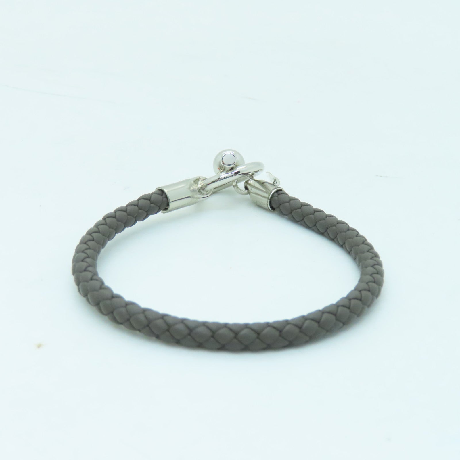 HERMES Swift皮革Glenan Bracelet銀扣手鏈錫灰色#17.5cm