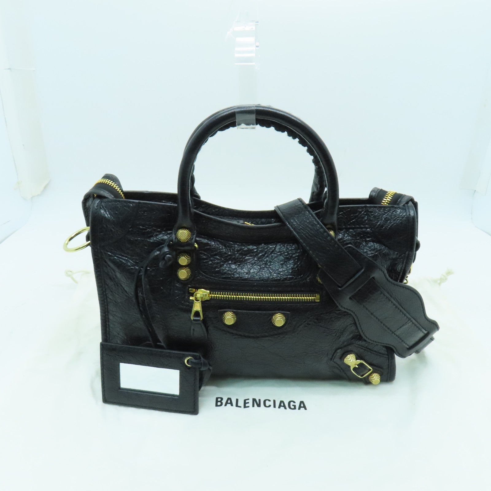 BALENCIAGA 牛皮皮革Giant New City金扣手挽肩背兩用袋黑色