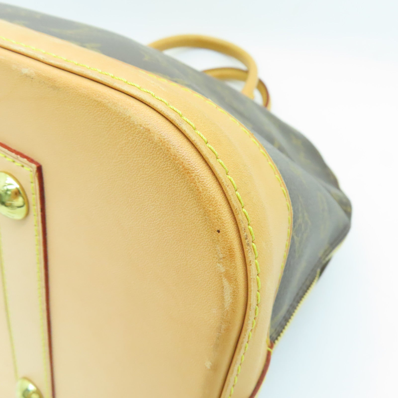 LOUIS VUITTON Monogram Alma GM金扣手挽袋棕色