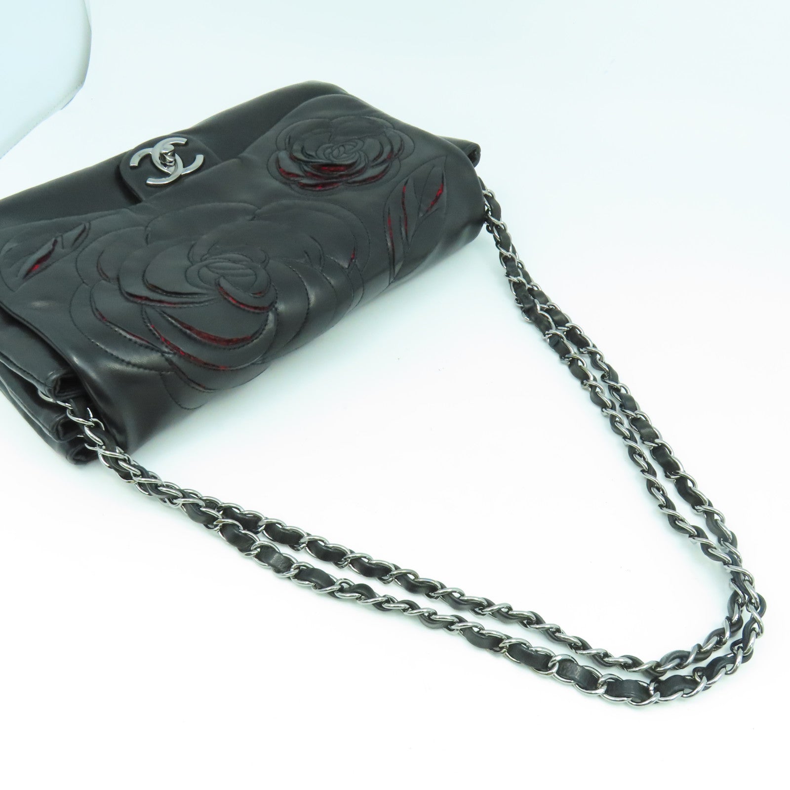 CHANEL 【激減優惠】牛皮皮革Chain Shoulder Bag銀扣鏈帶肩背袋黑色