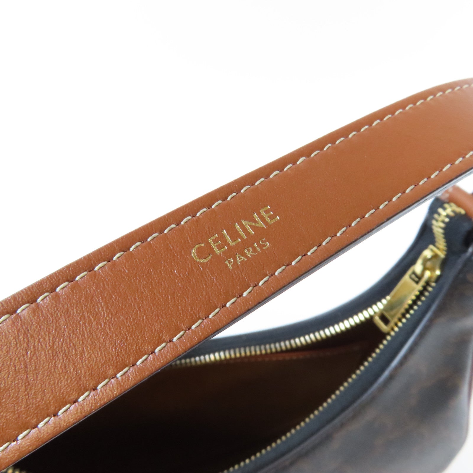 CELINE 塗層帆布Shoulder Bag金扣肩背袋啡色