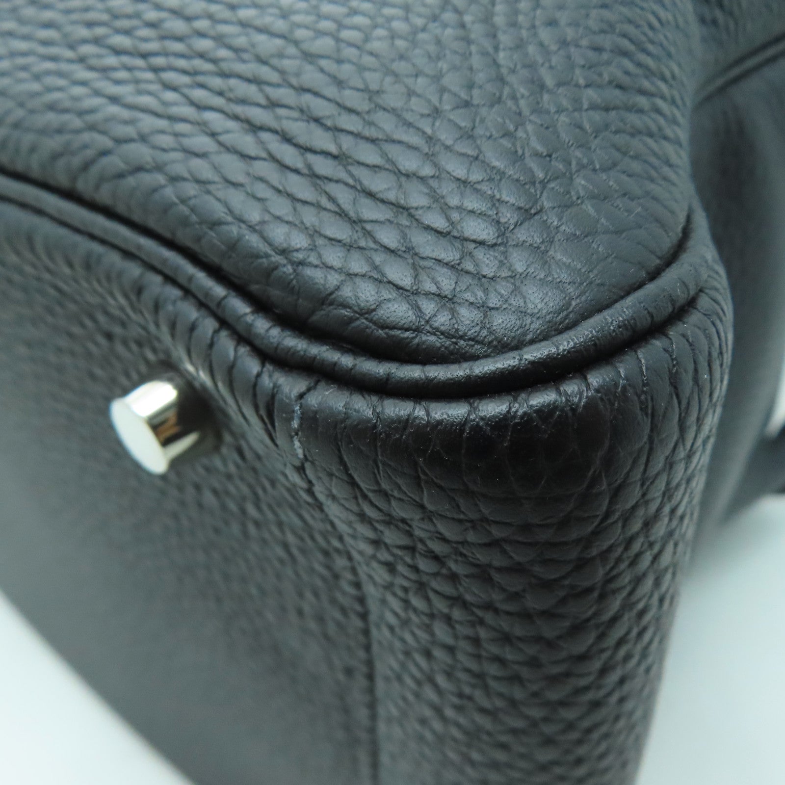 HERMES Clemence皮革Lindy 30銀扣手挽肩背兩用袋黑色