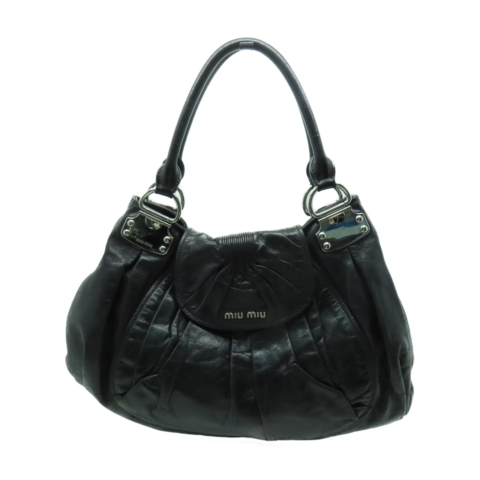 Miu Miu 羊皮皮革Shoulder Bag銀扣肩背袋黑色