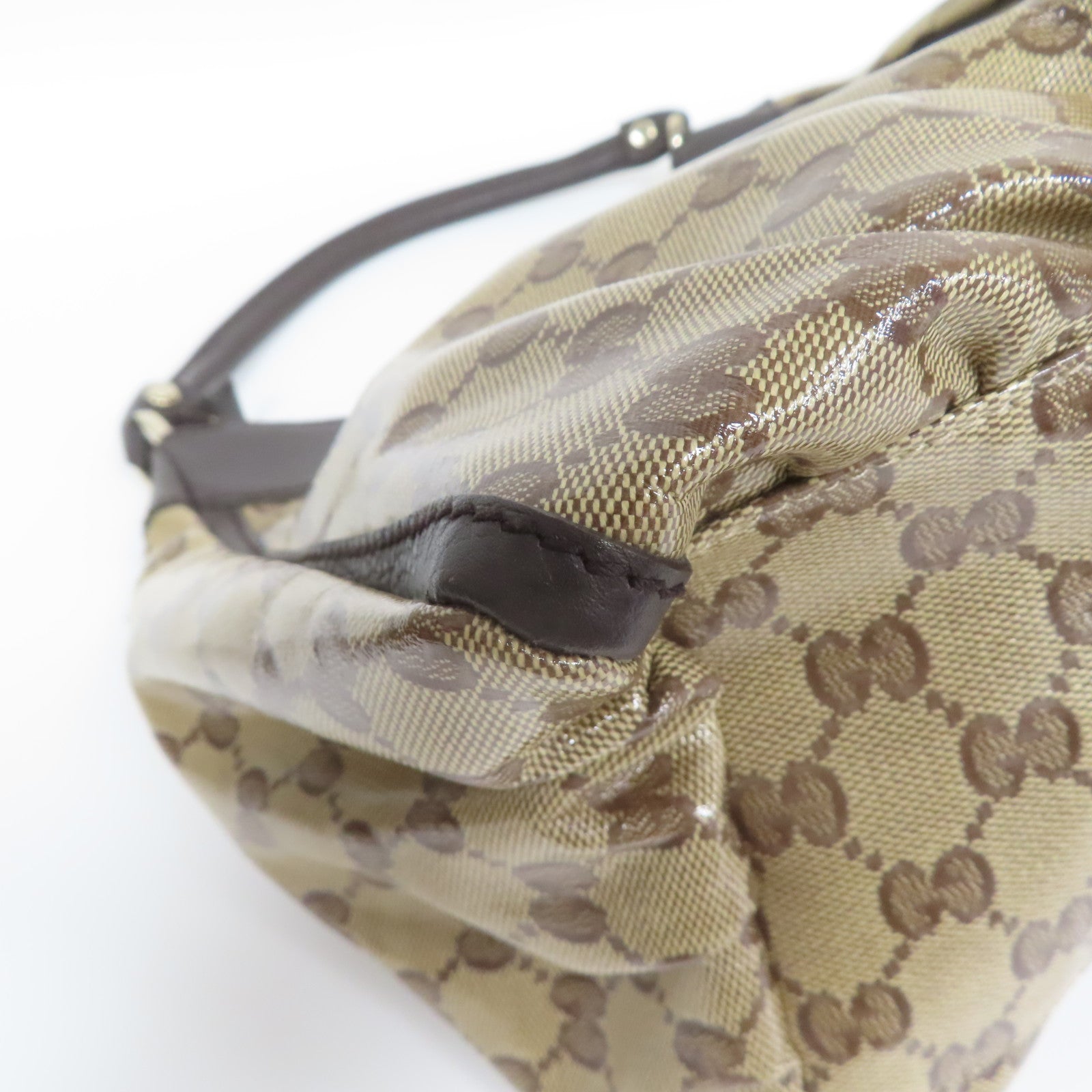 GUCCI 塗層帆布Shoulder Bag金扣肩背袋啡色
