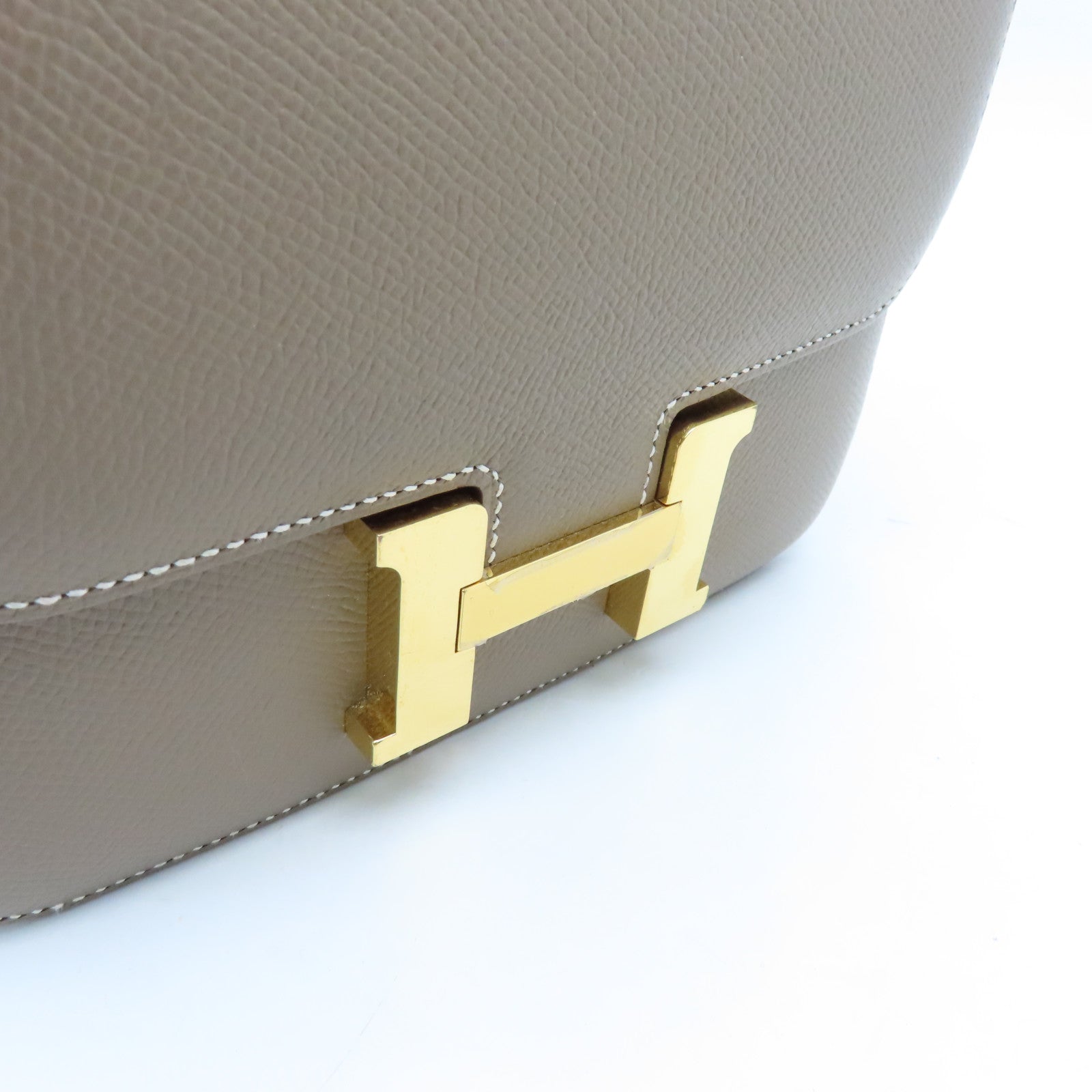 HERMES 【激減優惠】Veau Epsom皮革Constance Mini金扣肩背袋大象灰