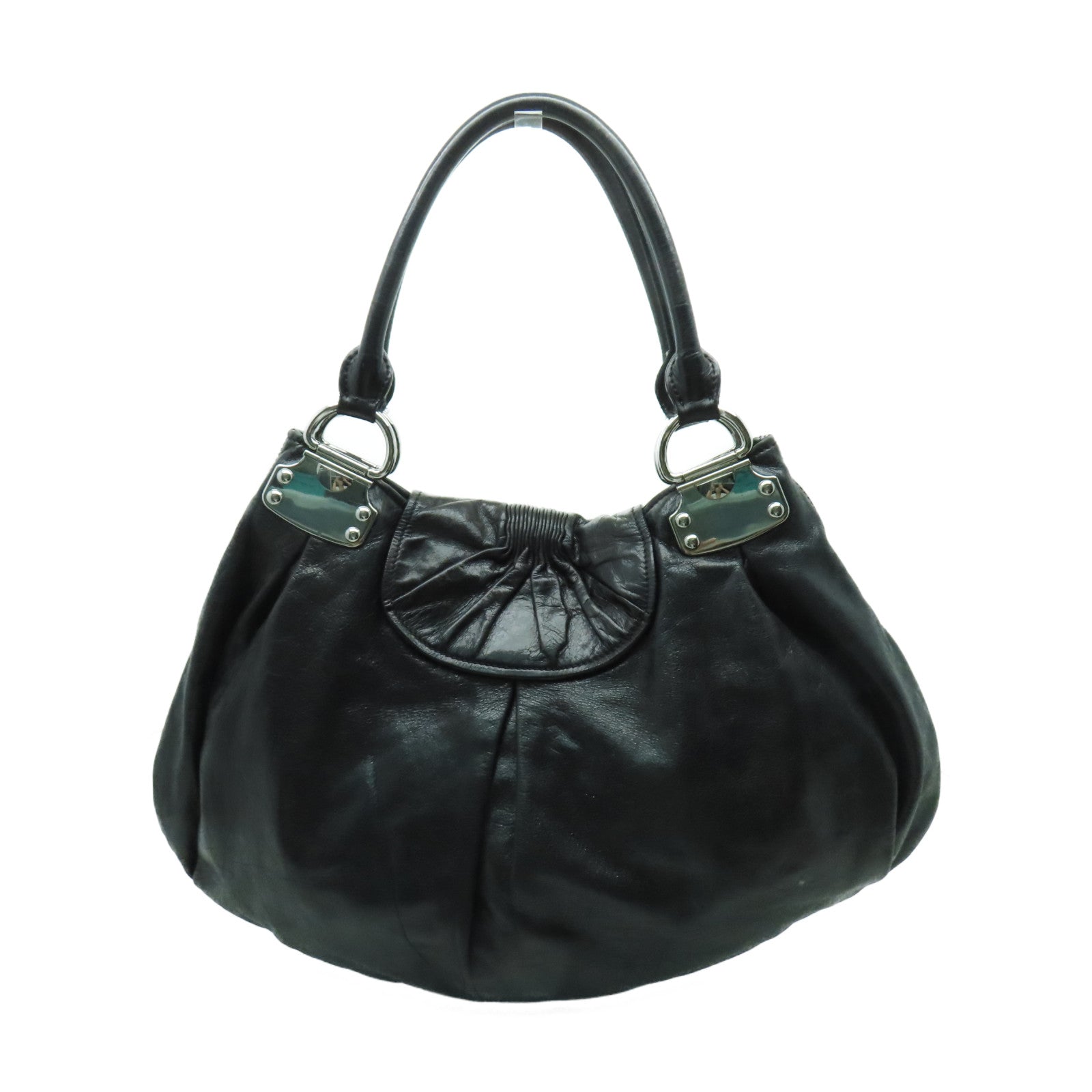 Miu Miu 羊皮皮革Shoulder Bag銀扣肩背袋黑色