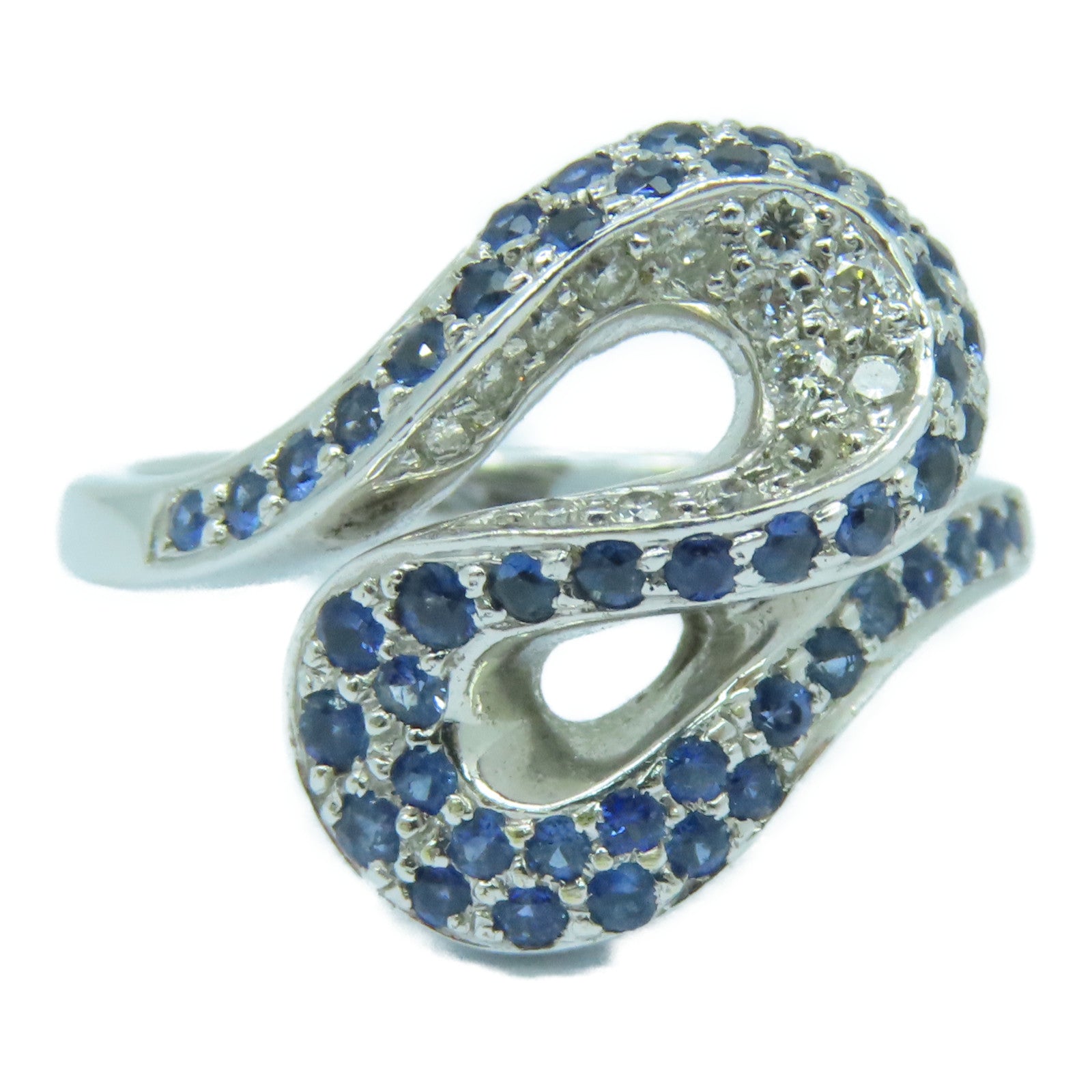 JEWELRY 【激減優惠】18K白金Diamond Ring 5.6g藍寶石/鑽石戒指US#4.25