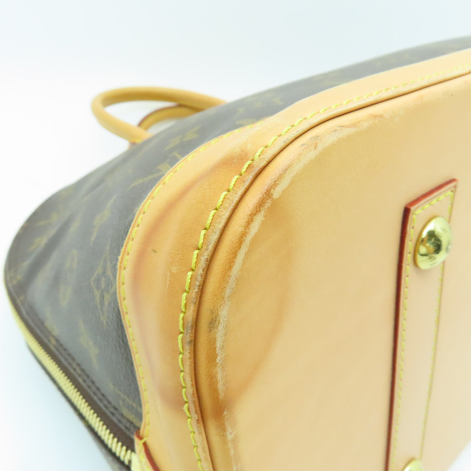 LOUIS VUITTON Monogram Alma GM金扣手挽袋棕色