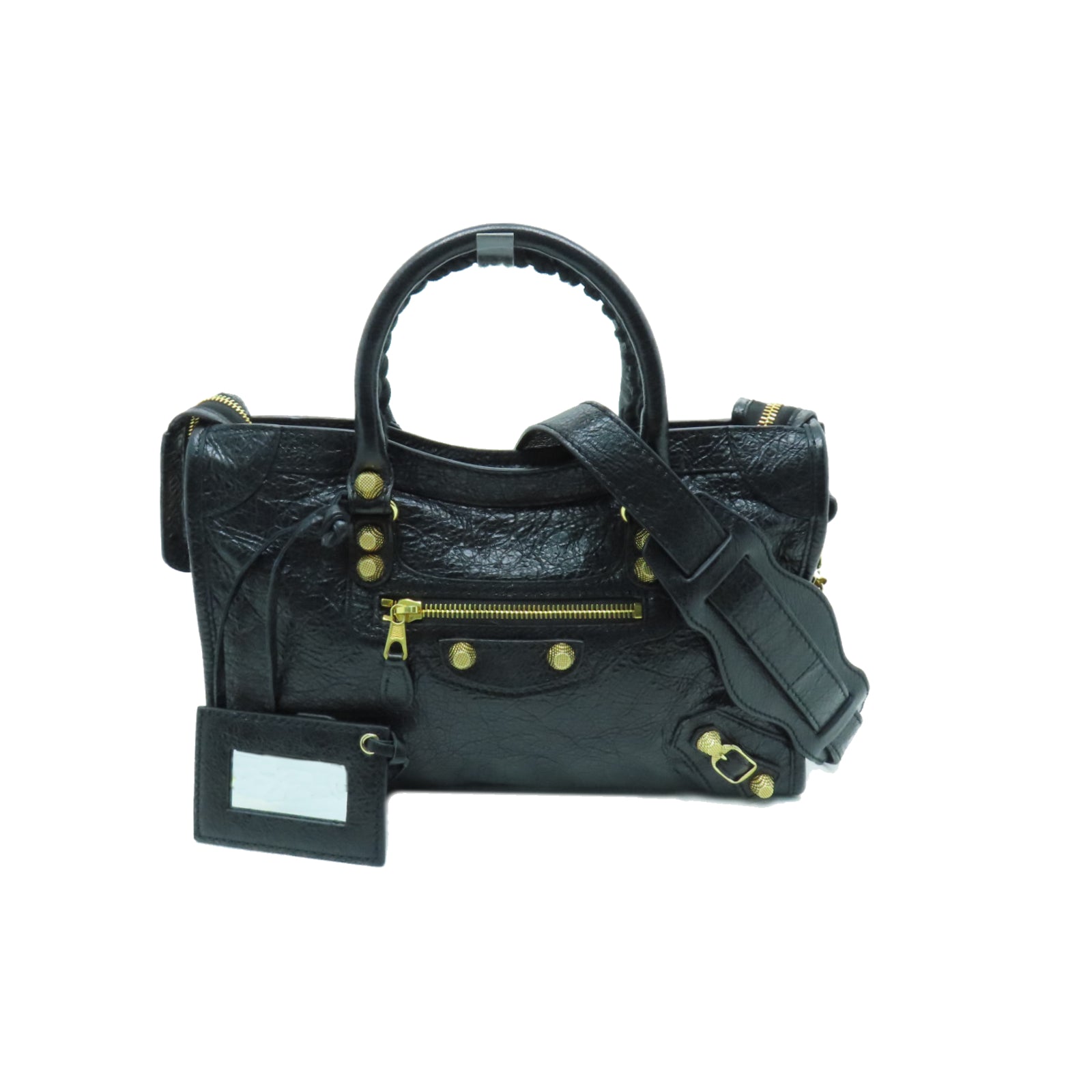 BALENCIAGA 牛皮皮革Giant New City金扣手挽肩背兩用袋黑色