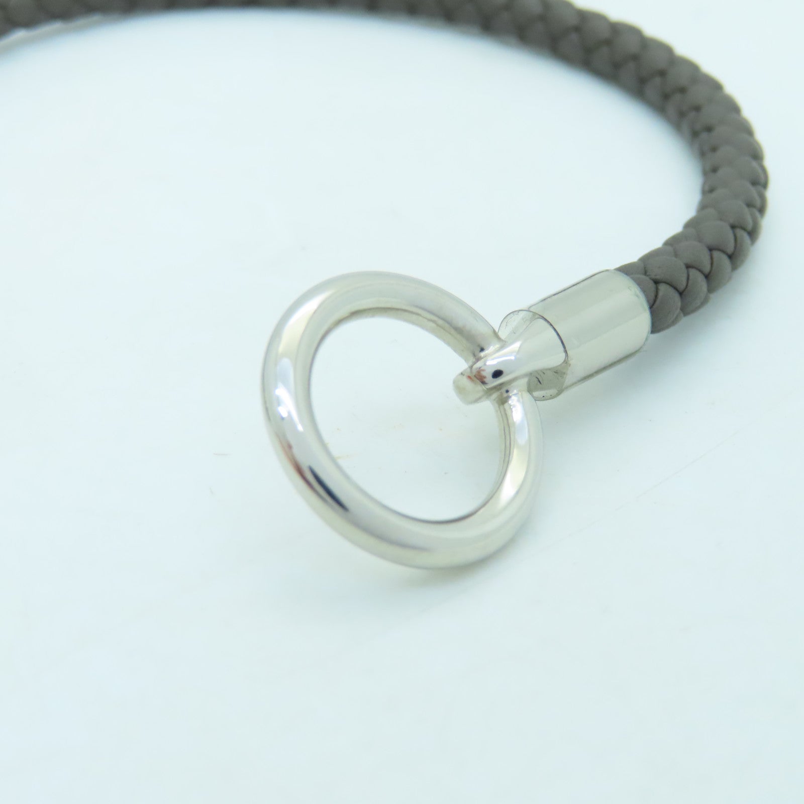 HERMES Swift皮革Glenan Bracelet銀扣手鏈錫灰色#17.5cm