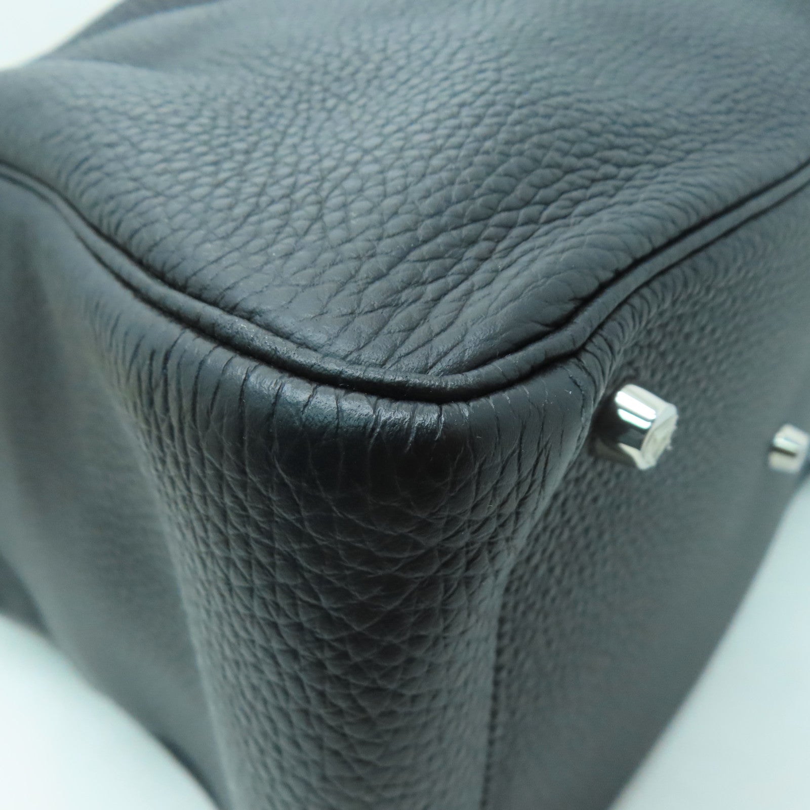 HERMES Clemence皮革Lindy 30銀扣手挽肩背兩用袋黑色