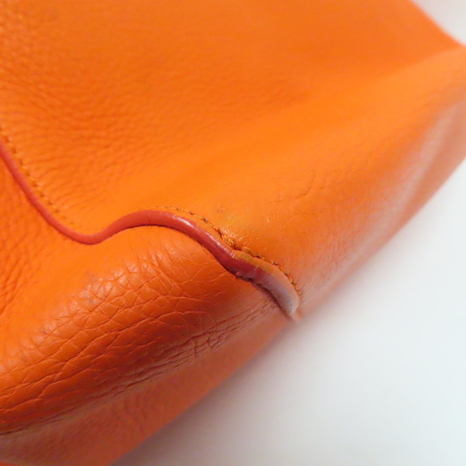 CELINE 牛皮皮革Shoulder Bag銀扣肩背袋橙色