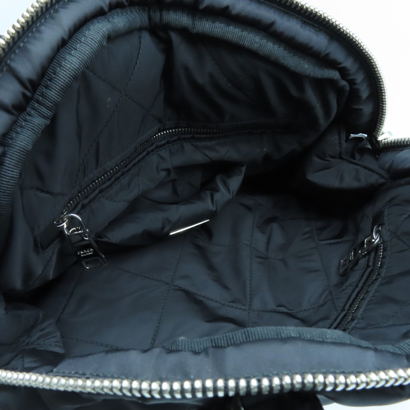 PRADA 尼龍2way Shoulder Bag銀扣手挽肩背兩用袋黑色