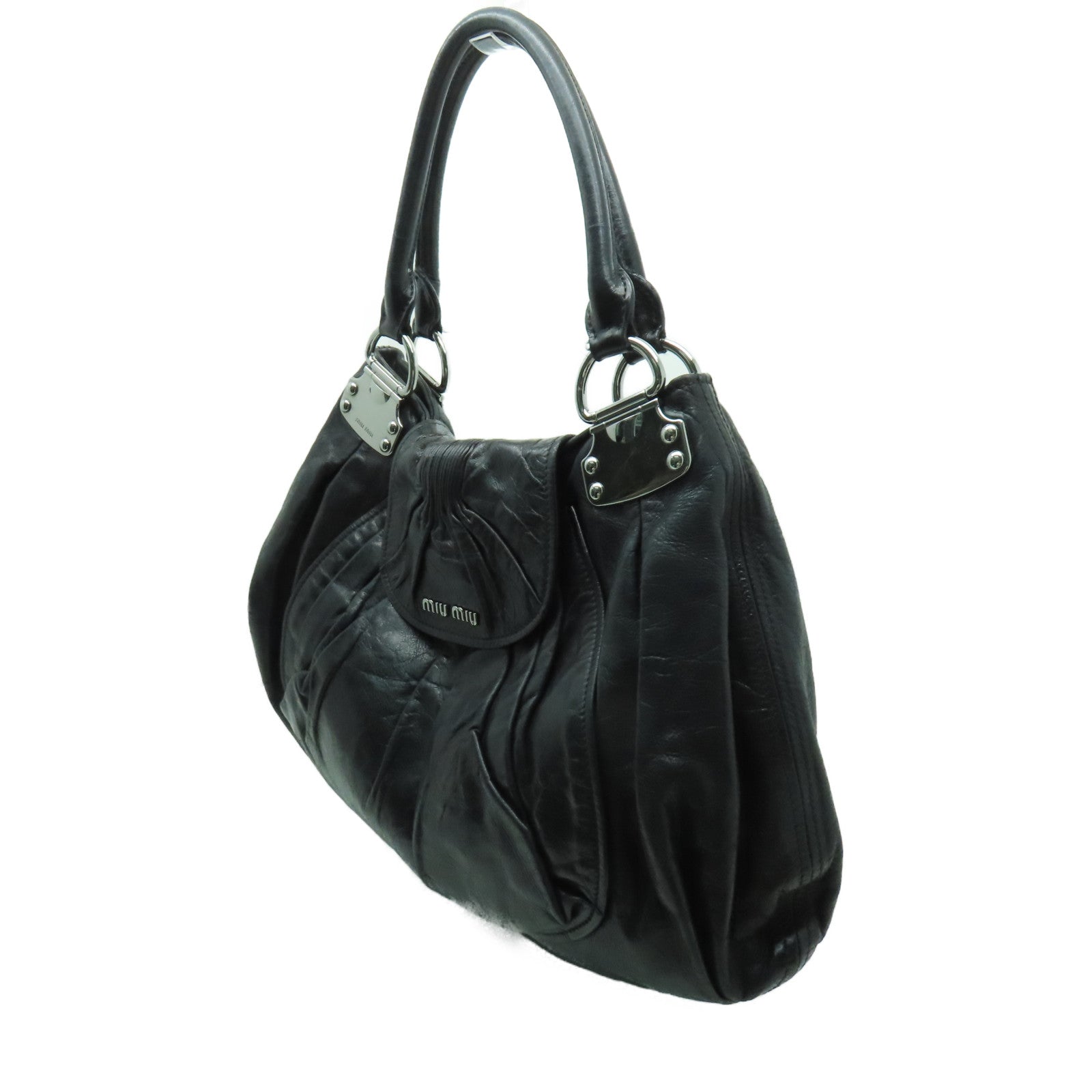 Miu Miu 羊皮皮革Shoulder Bag銀扣肩背袋黑色