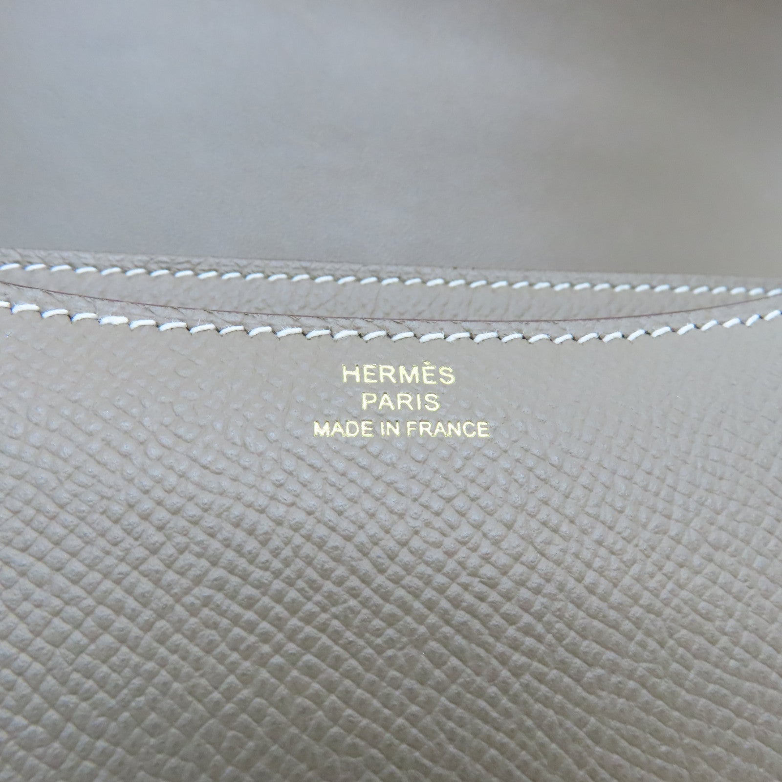 HERMES 【激減優惠】Veau Epsom皮革Constance Mini金扣肩背袋大象灰