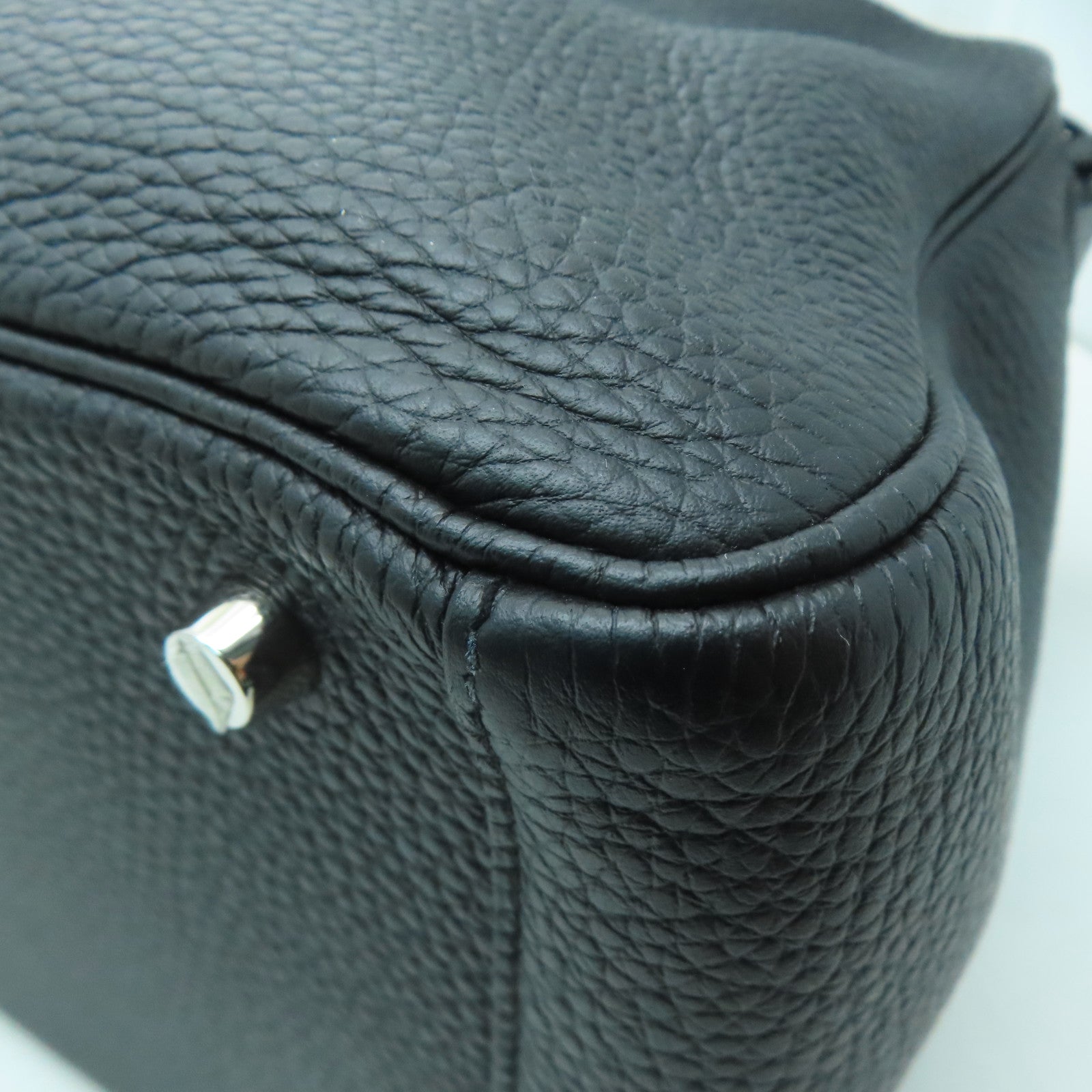 HERMES Clemence皮革Lindy 30銀扣手挽肩背兩用袋黑色