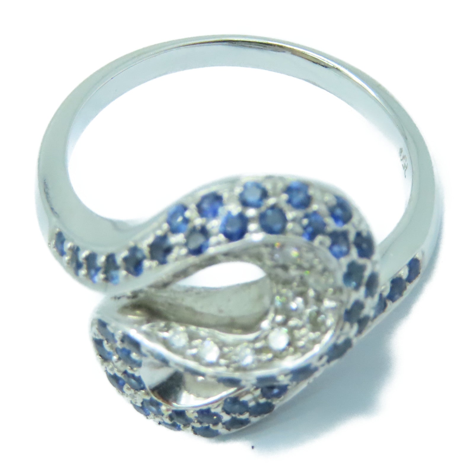 JEWELRY 【激減優惠】18K白金Diamond Ring 5.6g藍寶石/鑽石戒指US#4.25