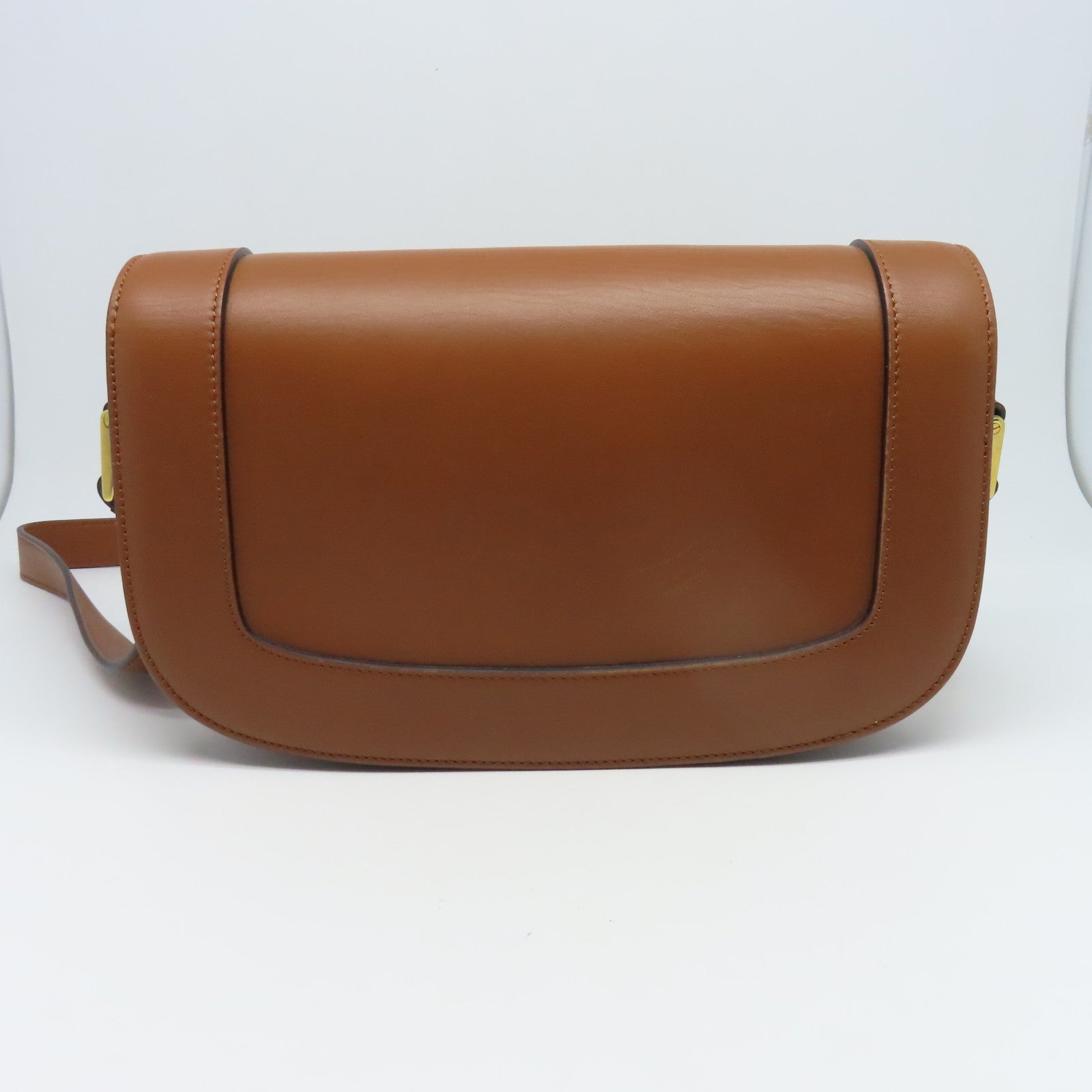 Valentino 牛皮皮革Super V Shoulder Bag金扣肩背袋棕色