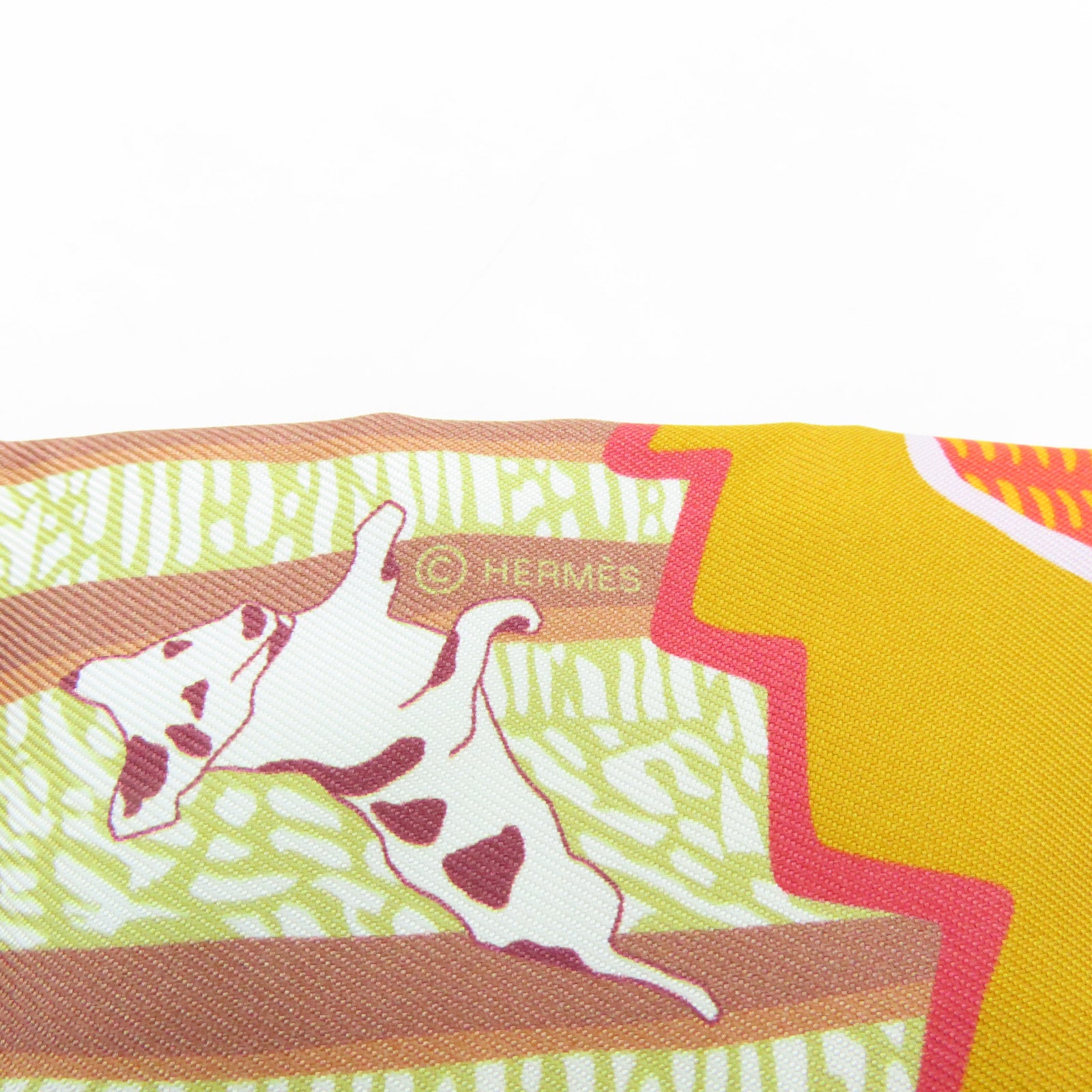 HERMES 絲質Twilly絲巾粉紅色彩色