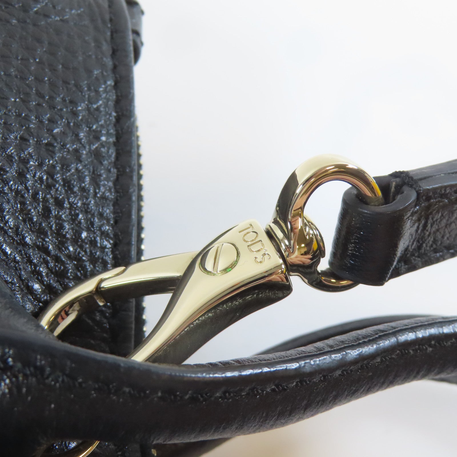TOD’S 牛皮皮革2 Way Shoulder Bag金扣手挽肩背兩用袋黑色