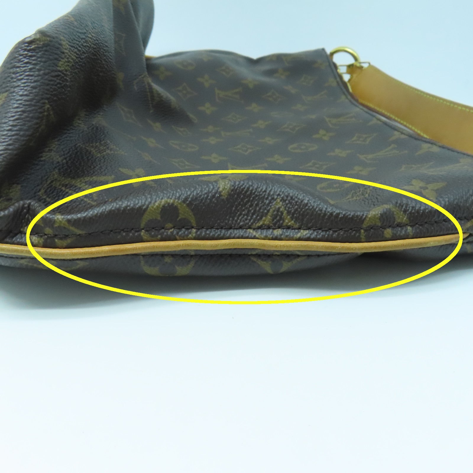 LOUIS VUITTON Monogram Sully MM Gold Buckle Shoulder Bag Brown