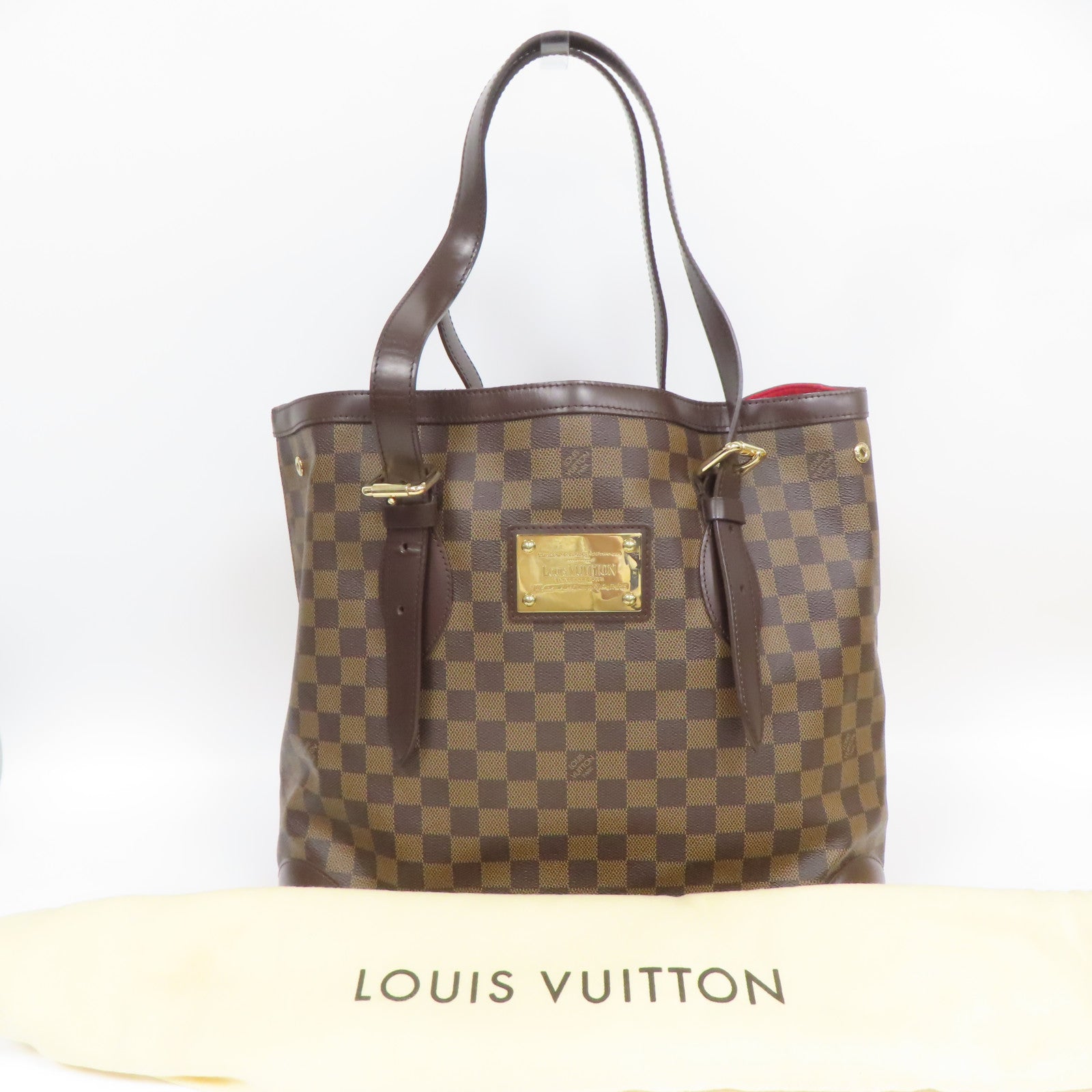 LOUIS VUITTON Damier Hampstead MM金扣手挽袋啡色