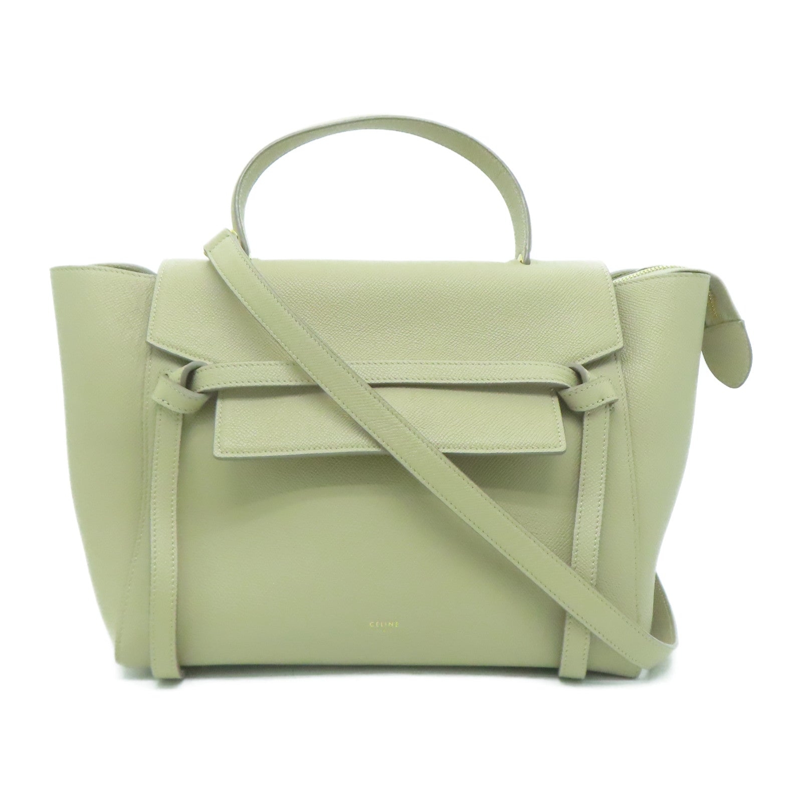 CELINE 牛皮皮革2 Way Shoulder金扣手挽肩背兩用袋米色