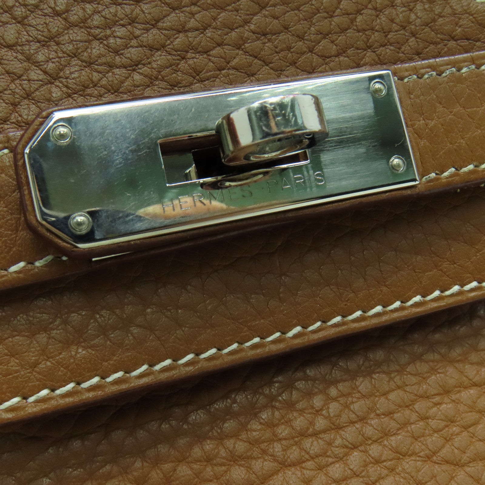 HERMES Clemence皮革Birkin 30銀扣手挽袋啡色