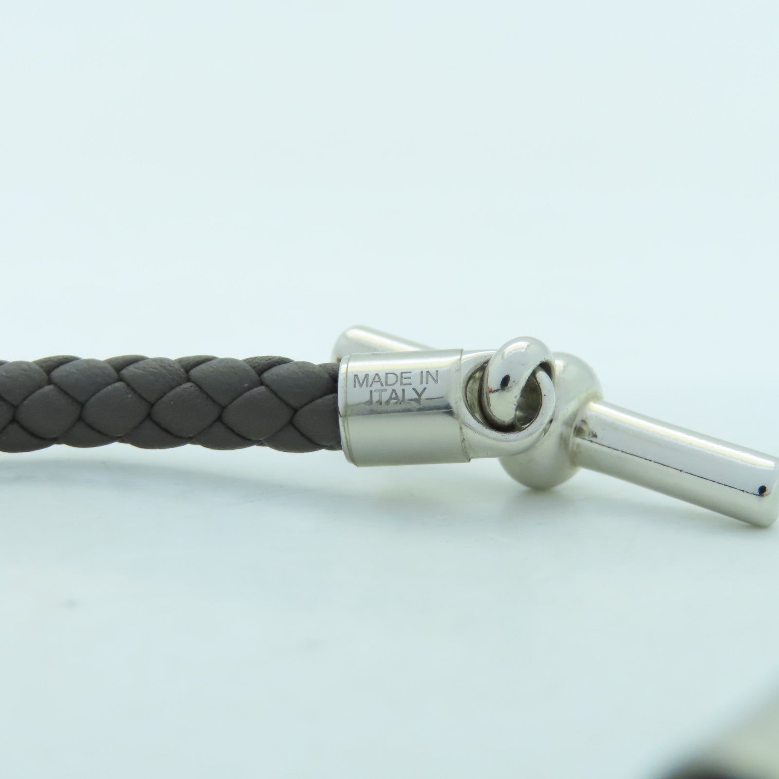 HERMES Swift皮革Glenan Bracelet銀扣手鏈錫灰色#17.5cm
