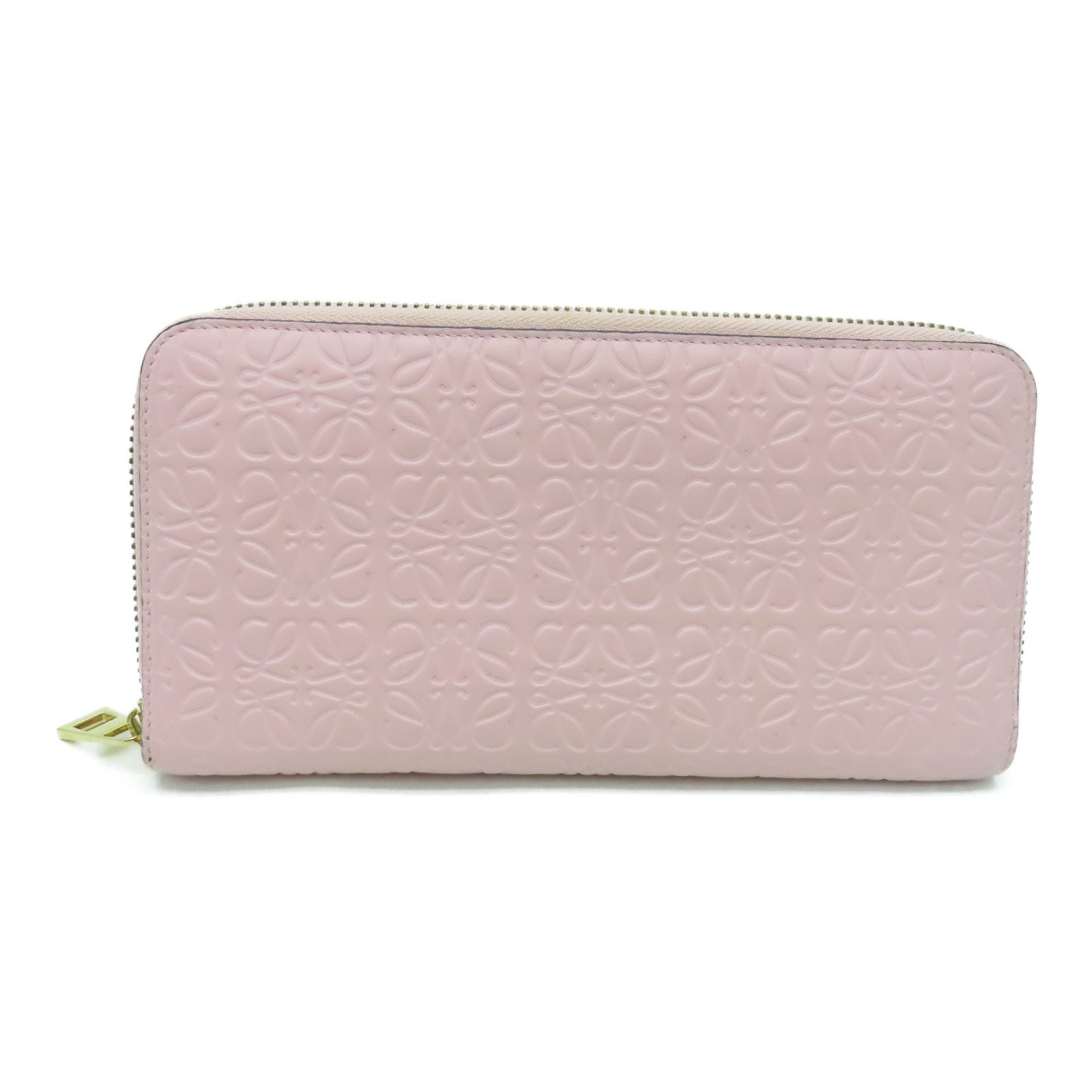 LOEWE 牛皮皮革Long Wallet金扣长钱包粉红色