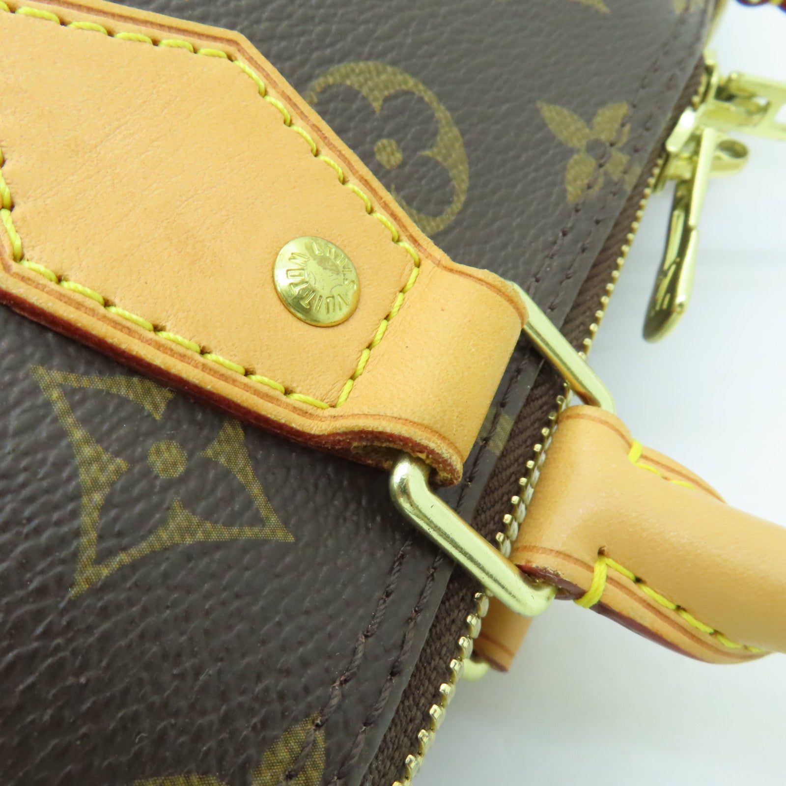 LOUIS VUITTON Monogram Alma GM金扣手挽袋棕色