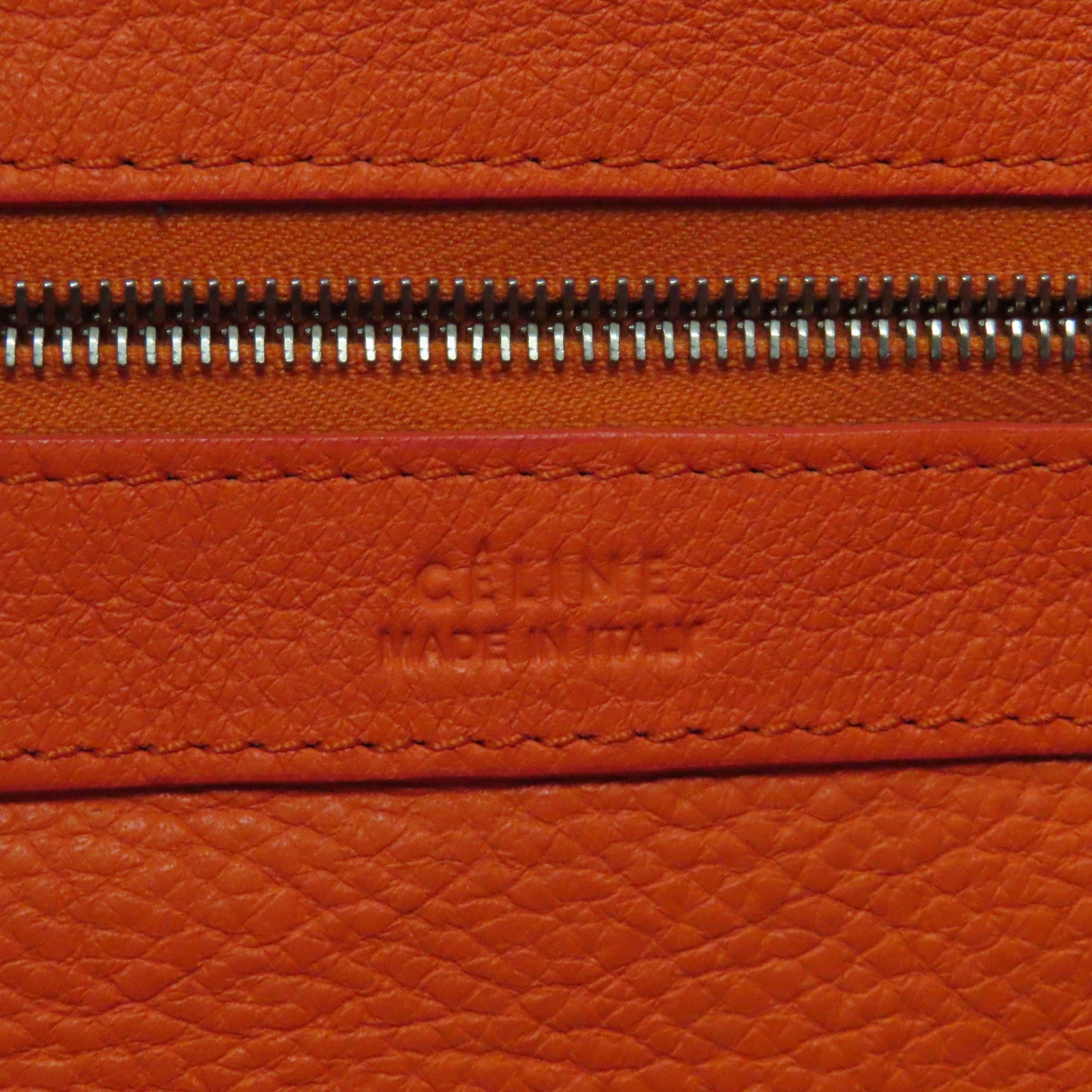 CELINE 牛皮皮革Shoulder Bag銀扣肩背袋橙色