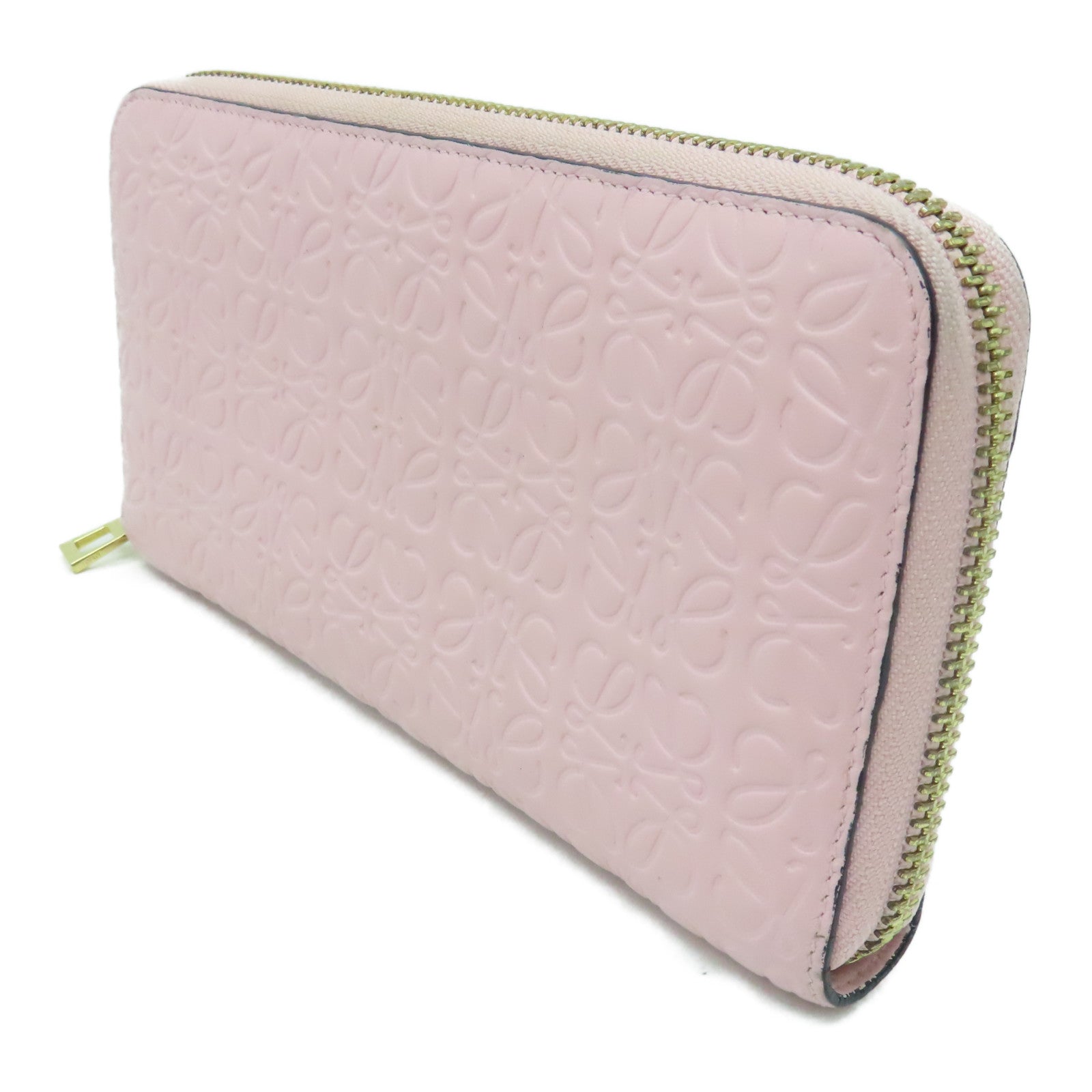 LOEWE 牛皮皮革Long Wallet金扣长钱包粉红色