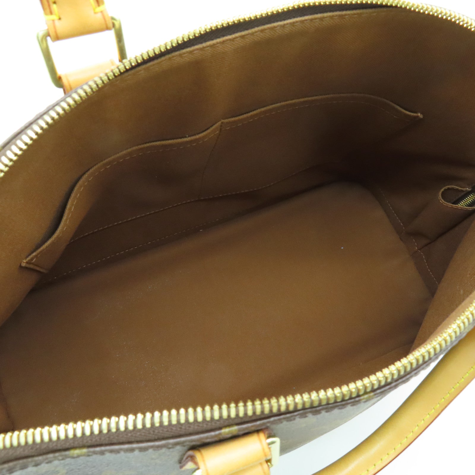 LOUIS VUITTON Monogram Alma GM金扣手挽袋棕色