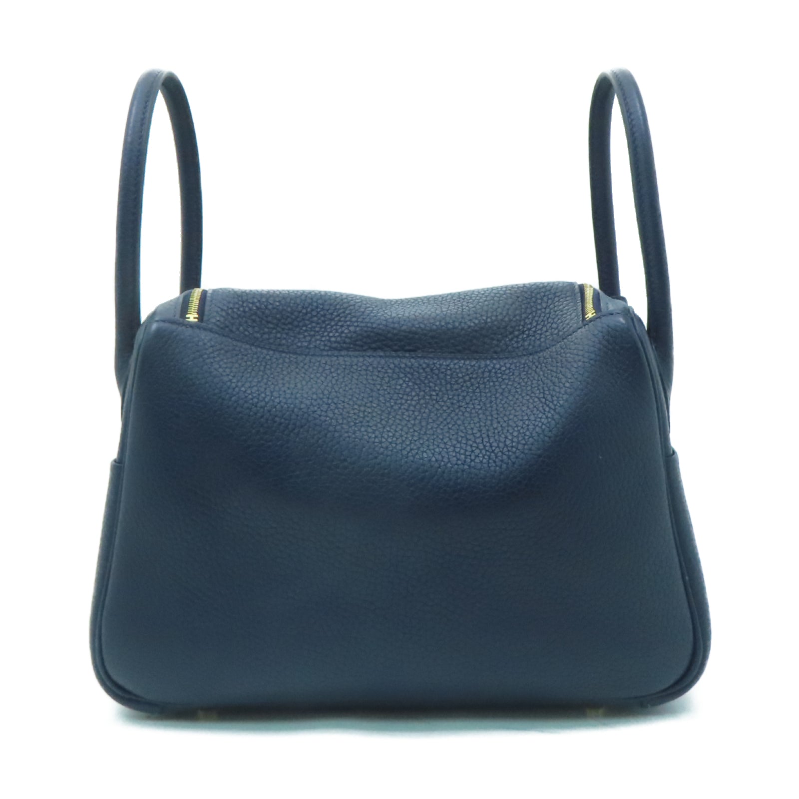 HERMES Clemence皮革Lindy 26金扣手挽肩背兩用袋Sapphire blue藍寶石色