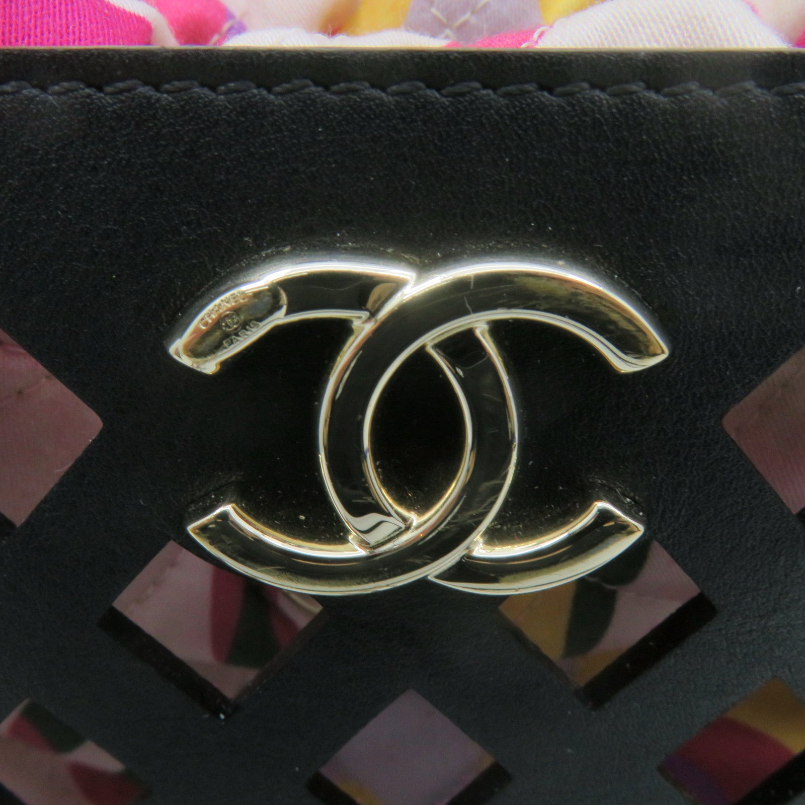 CHANEL 菱格牛皮皮革Chain Shoulder Bag鏈帶肩背袋黑色