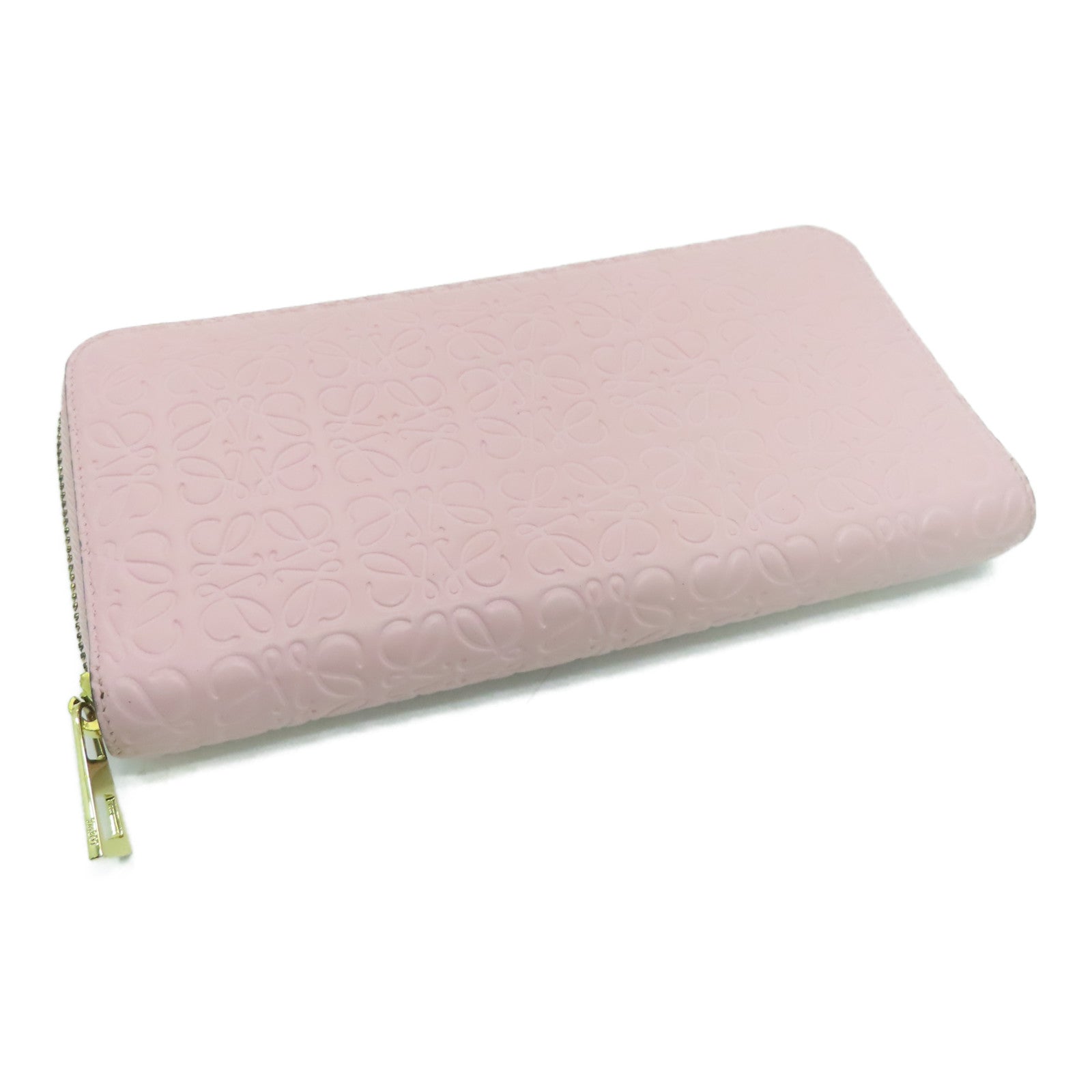LOEWE 牛皮皮革Long Wallet金扣长钱包粉红色